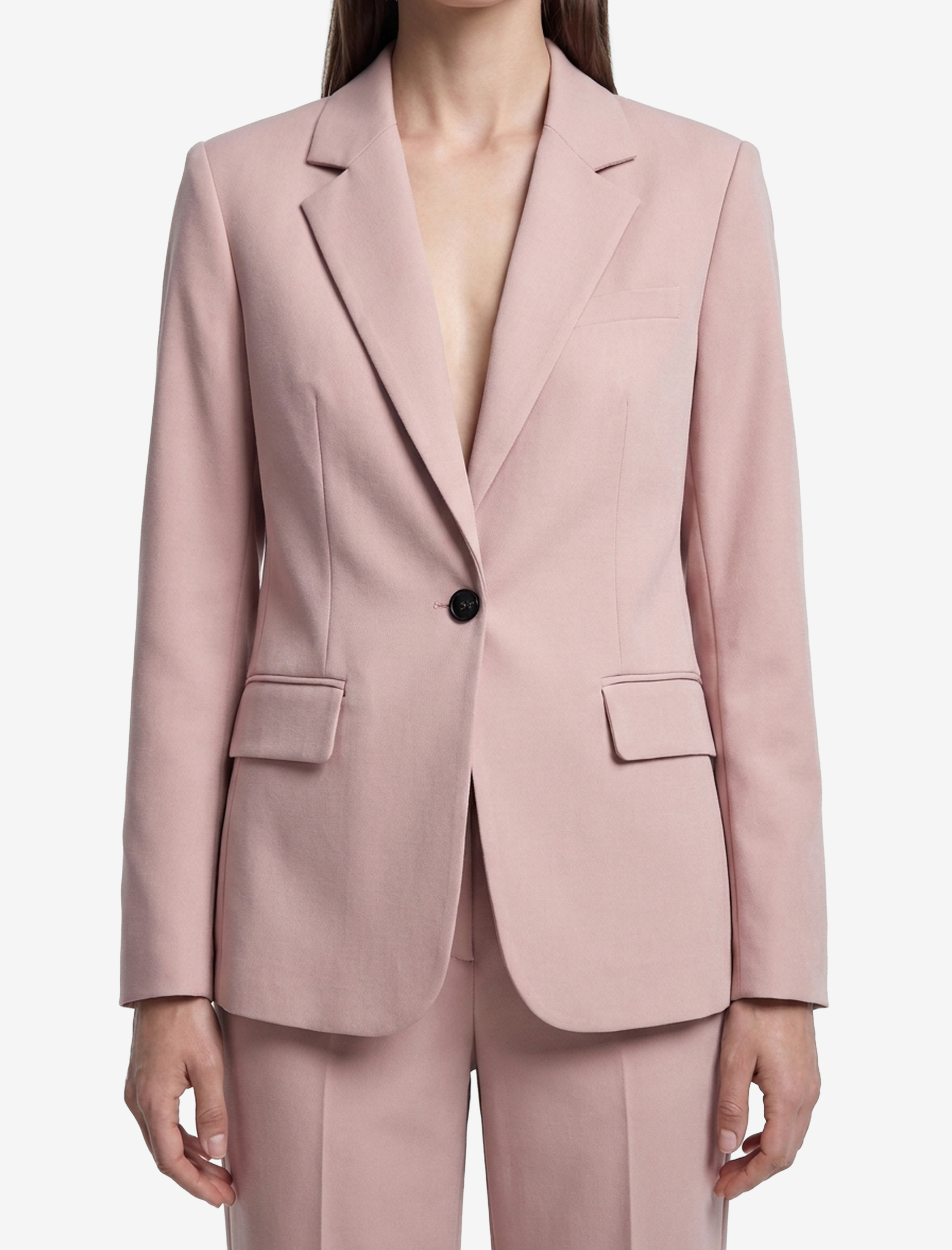   Geniş Yaka Cep Detaylı Düğmeli Blazer Ceket