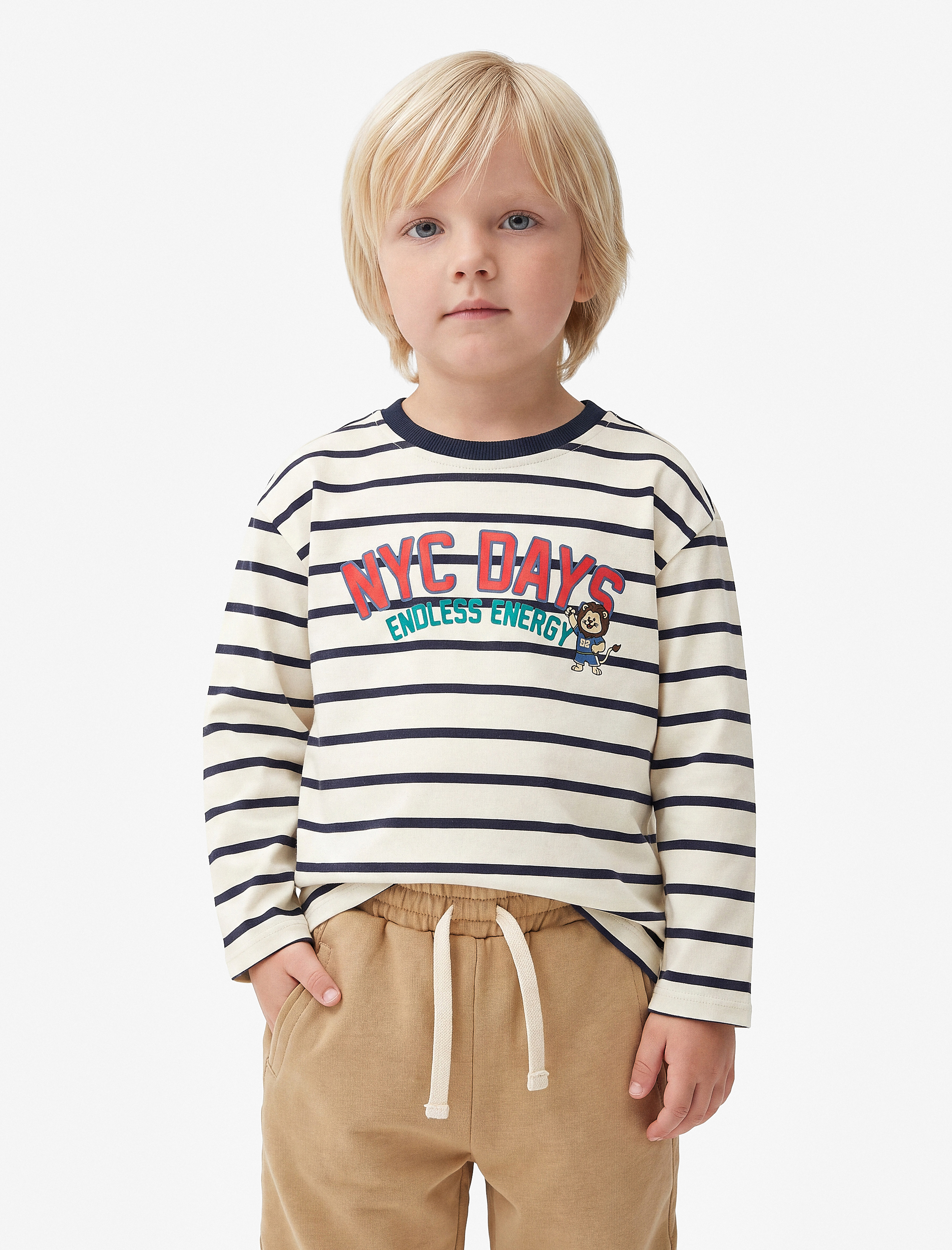  Erkek Bebek Pamuklu Uzun Kollu Bisiklet Yaka Çizgili Tişört