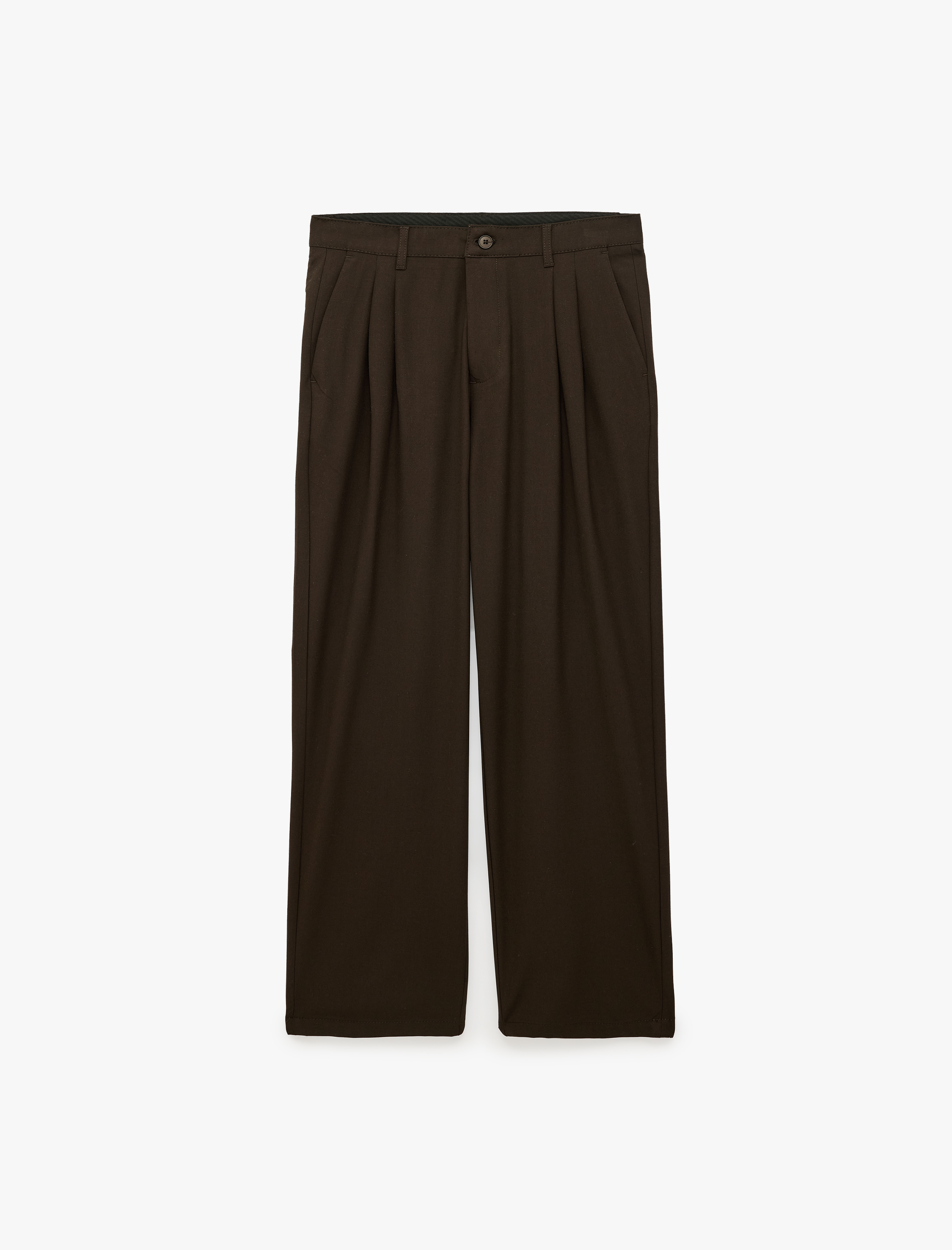   Regular Fit Viskon Karışımlı Cepli Pileli Kumaş Pantolon