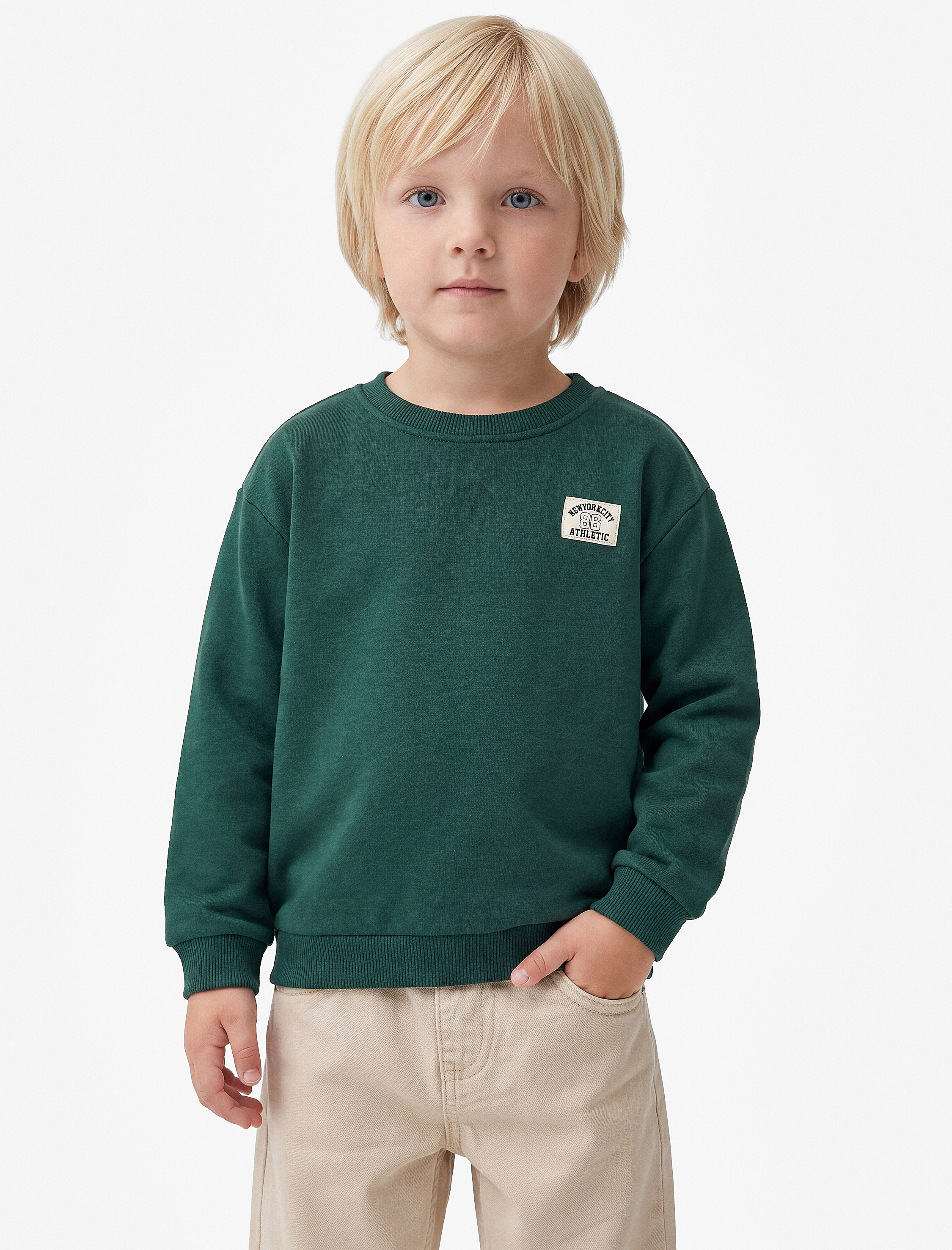  Erkek Bebek Pamuklu Uzun Kollu Bisiklet Yaka Oversize Sweatshirt