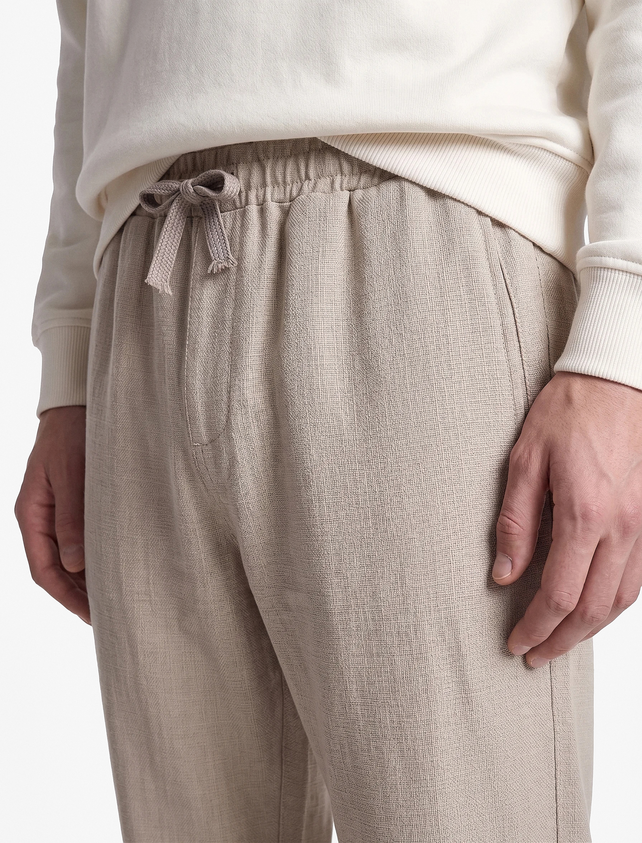   Beli Bağcıklı Cepli Slim Fit Pamuklu Düz Paça Chino Pantolon