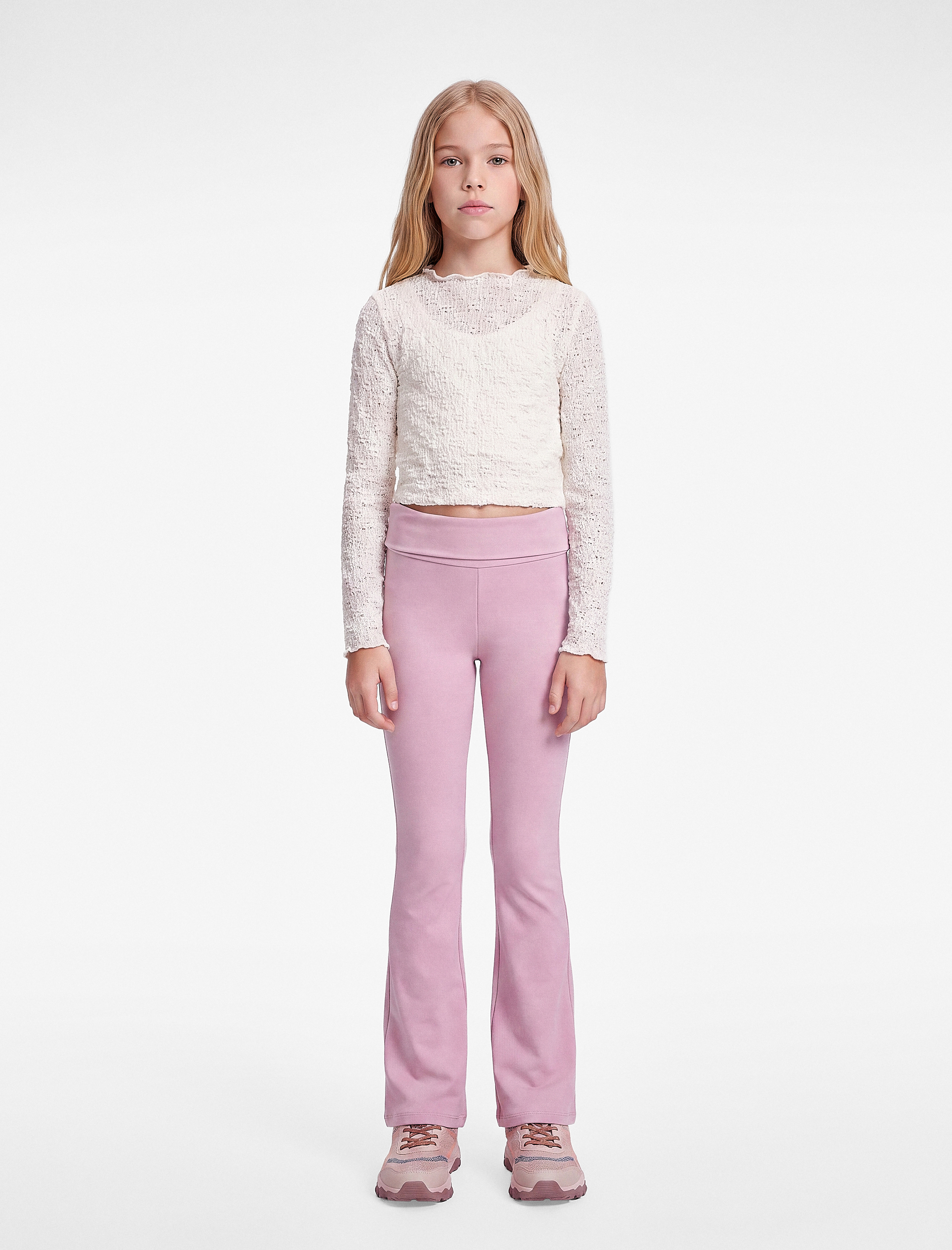  Kız Çocuk Beli Lastikli Slim Fit İspanyol Paça Tayt