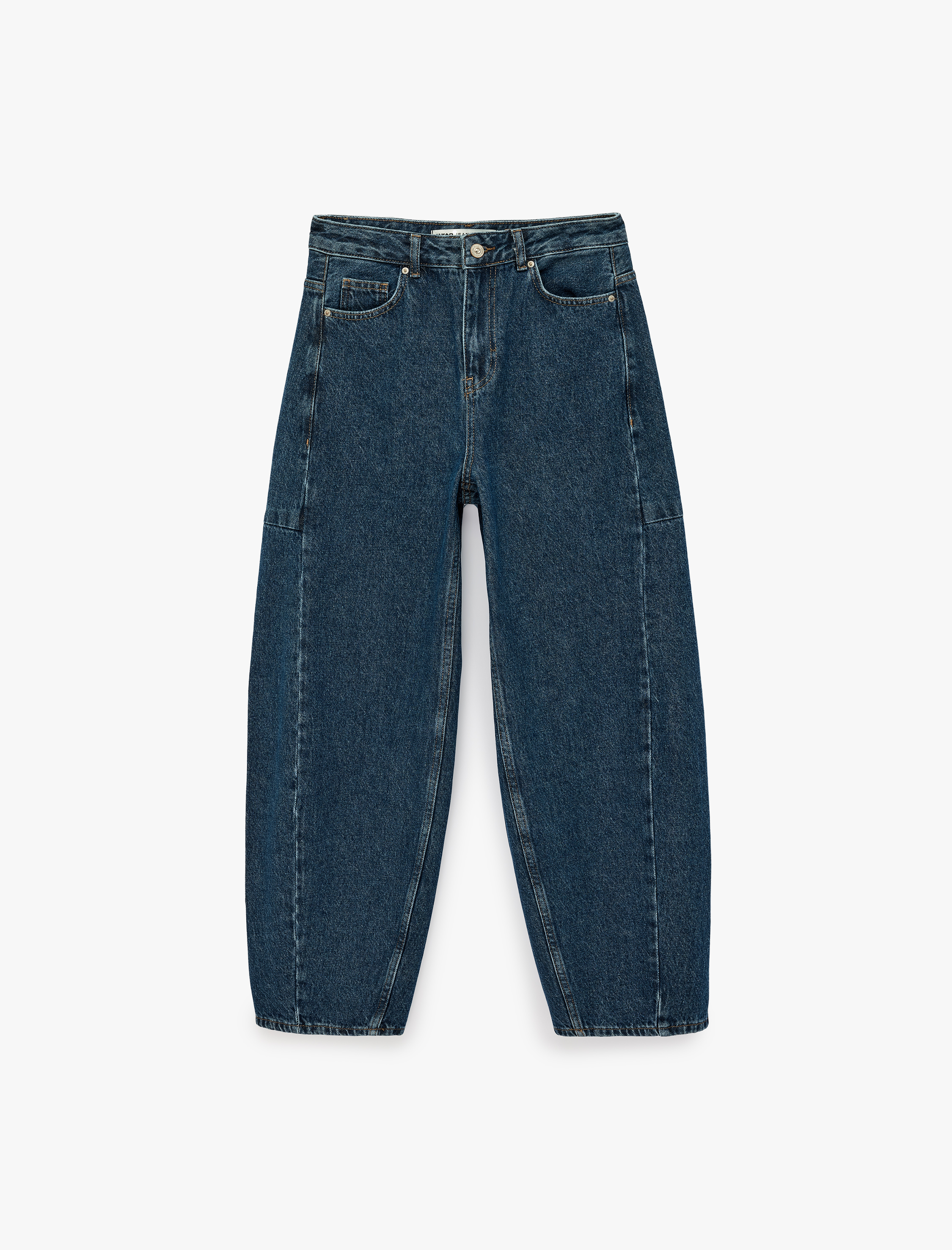   Pamuklu Normal Paça Cepli Düğmeli Balon Denim Pantolon - Balloon Fit Jean