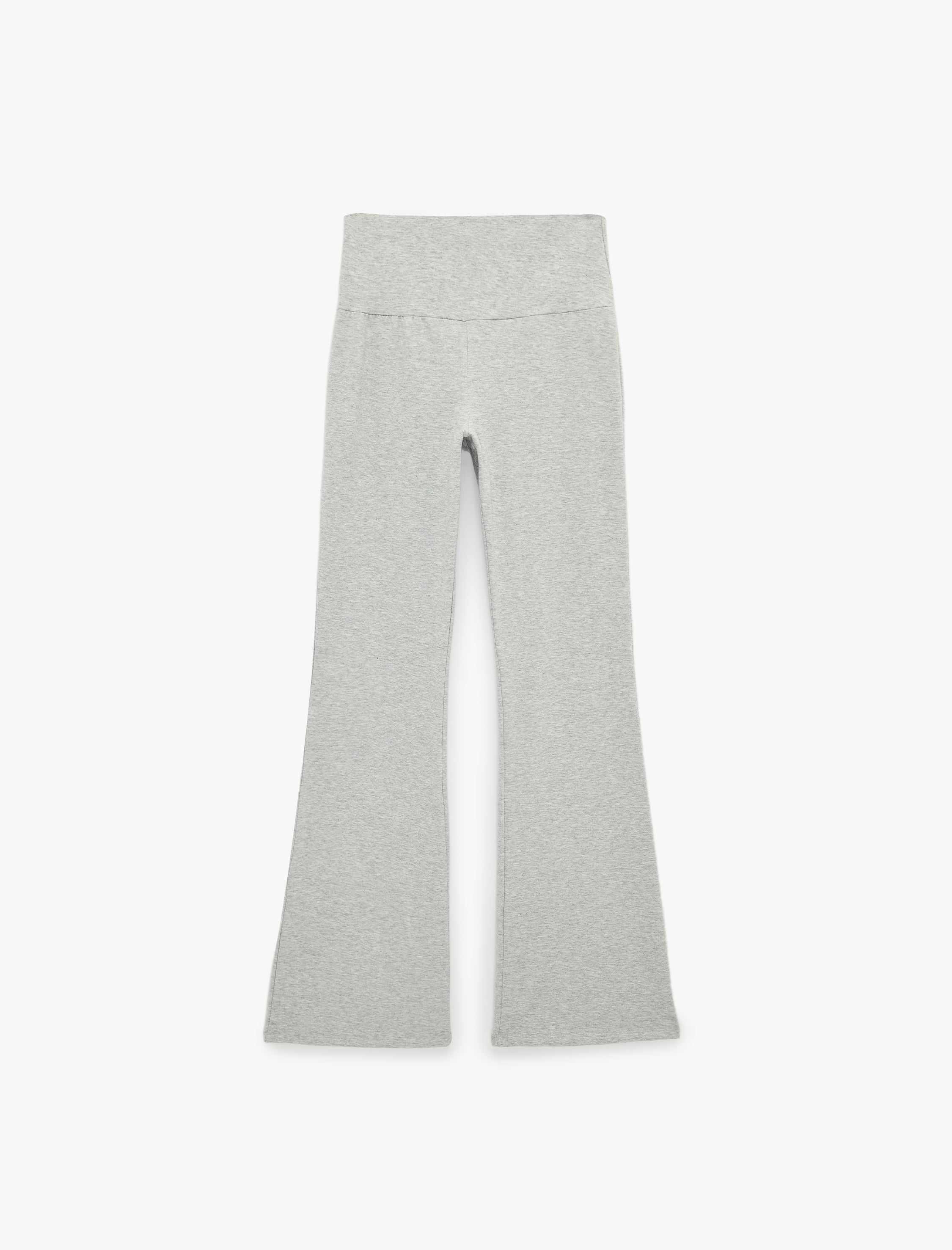   Yüksek Bel Slim Fit Pamuklu İspanyol Paça Spor Tayt