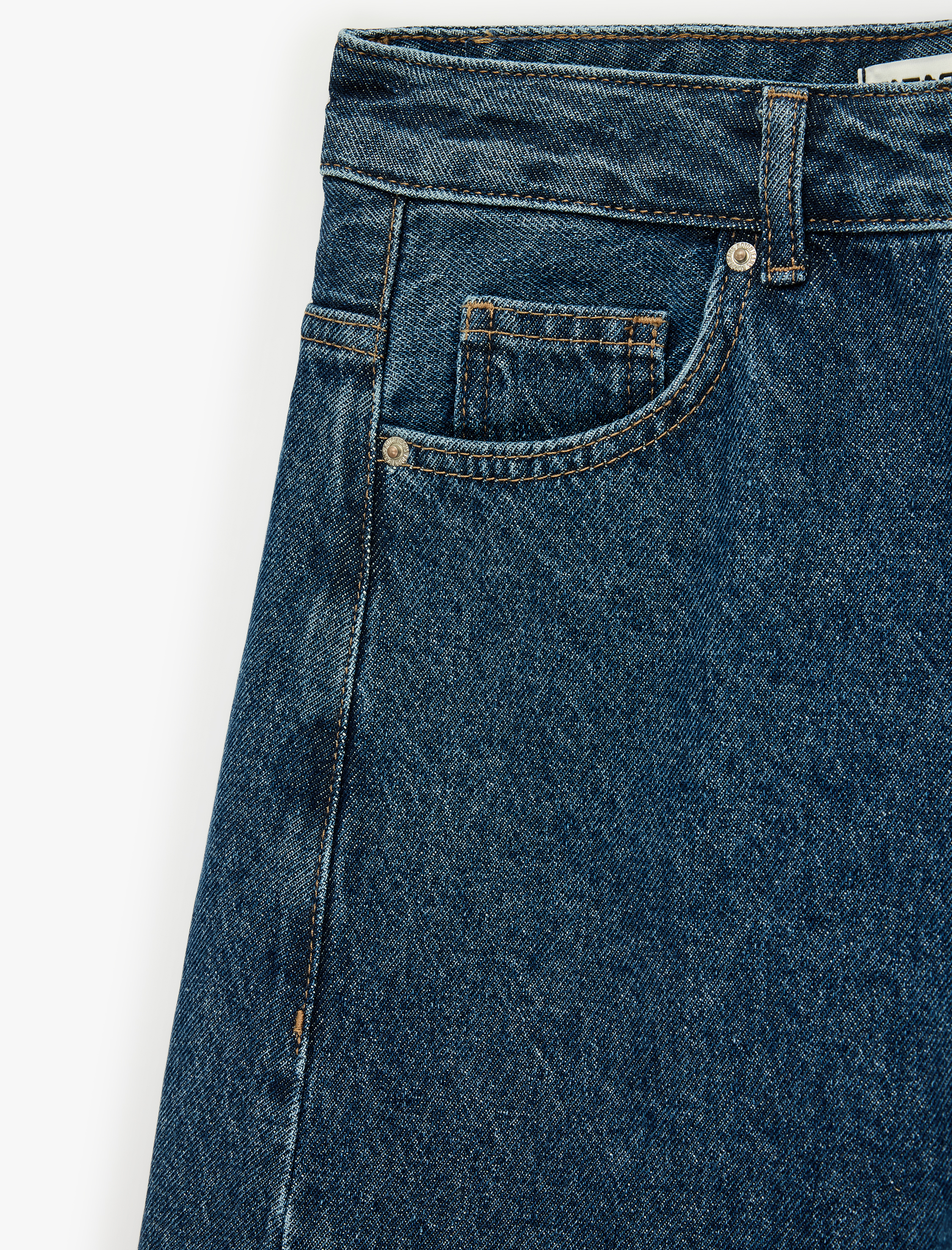   Pamuklu Normal Paça Cepli Düğmeli Balon Denim Pantolon - Balloon Fit Jean