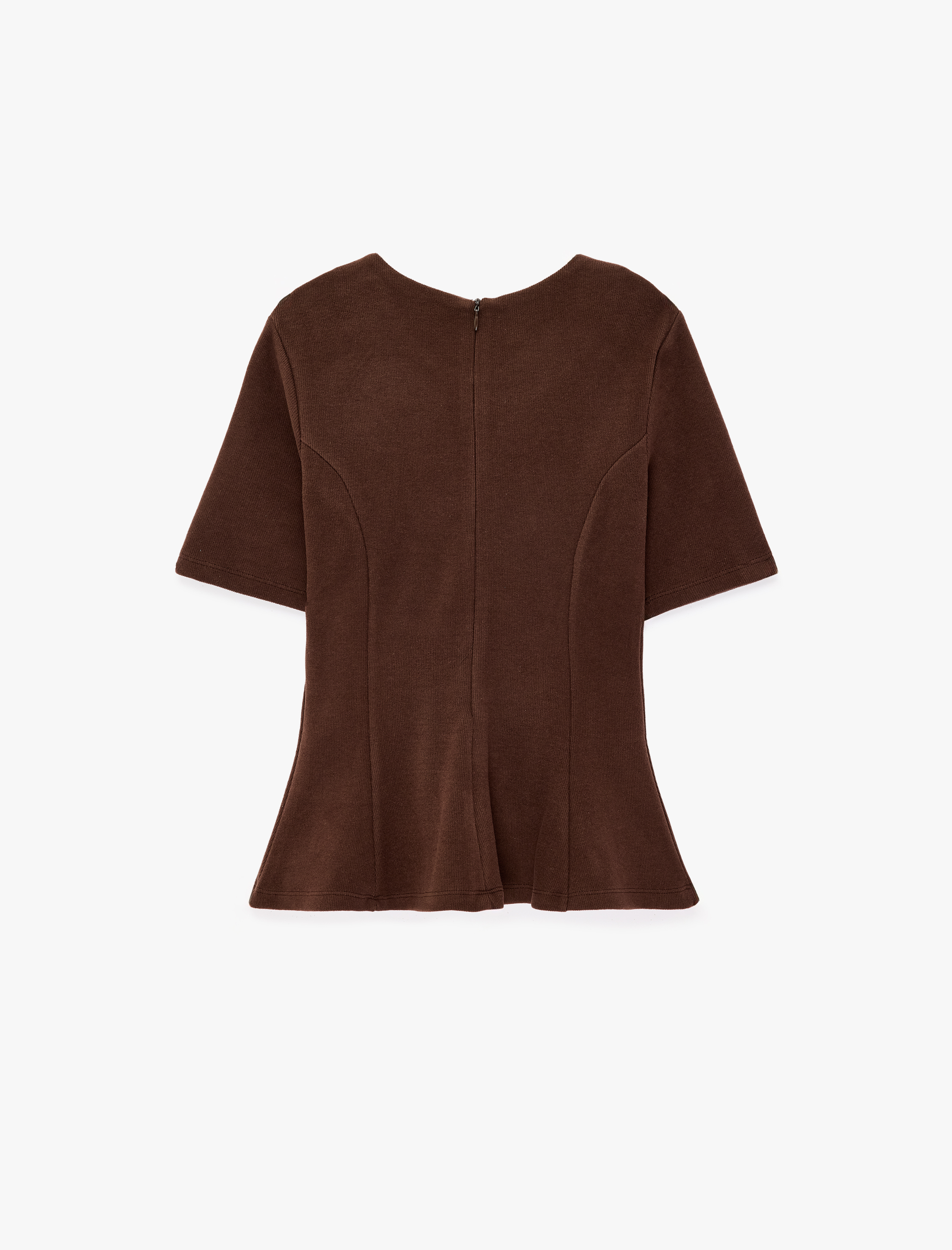   Slim Fit Bisiklet Yaka Kısa Kollu Peplum Bluz