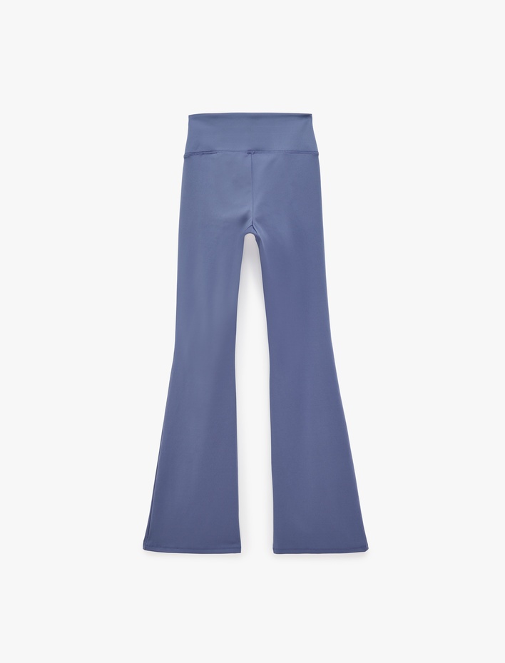  Yüksek Bel Slim Fit Baskılı İspanyol Paça Spor Tayt