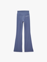 Yüksek Bel Slim Fit Baskılı İspanyol Paça Spor Tayt