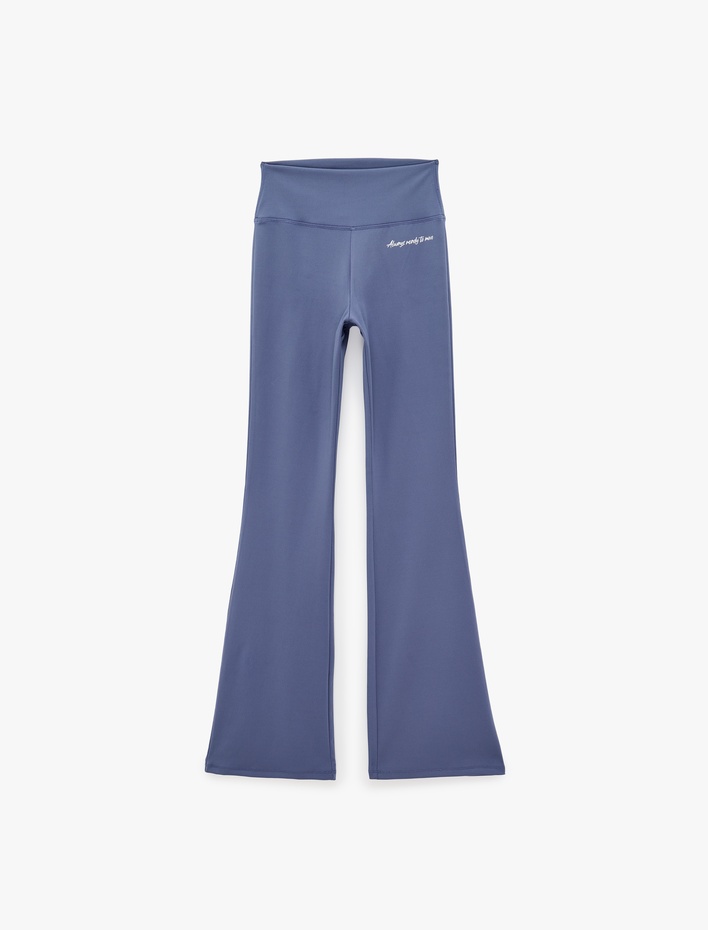  Yüksek Bel Slim Fit Baskılı İspanyol Paça Spor Tayt