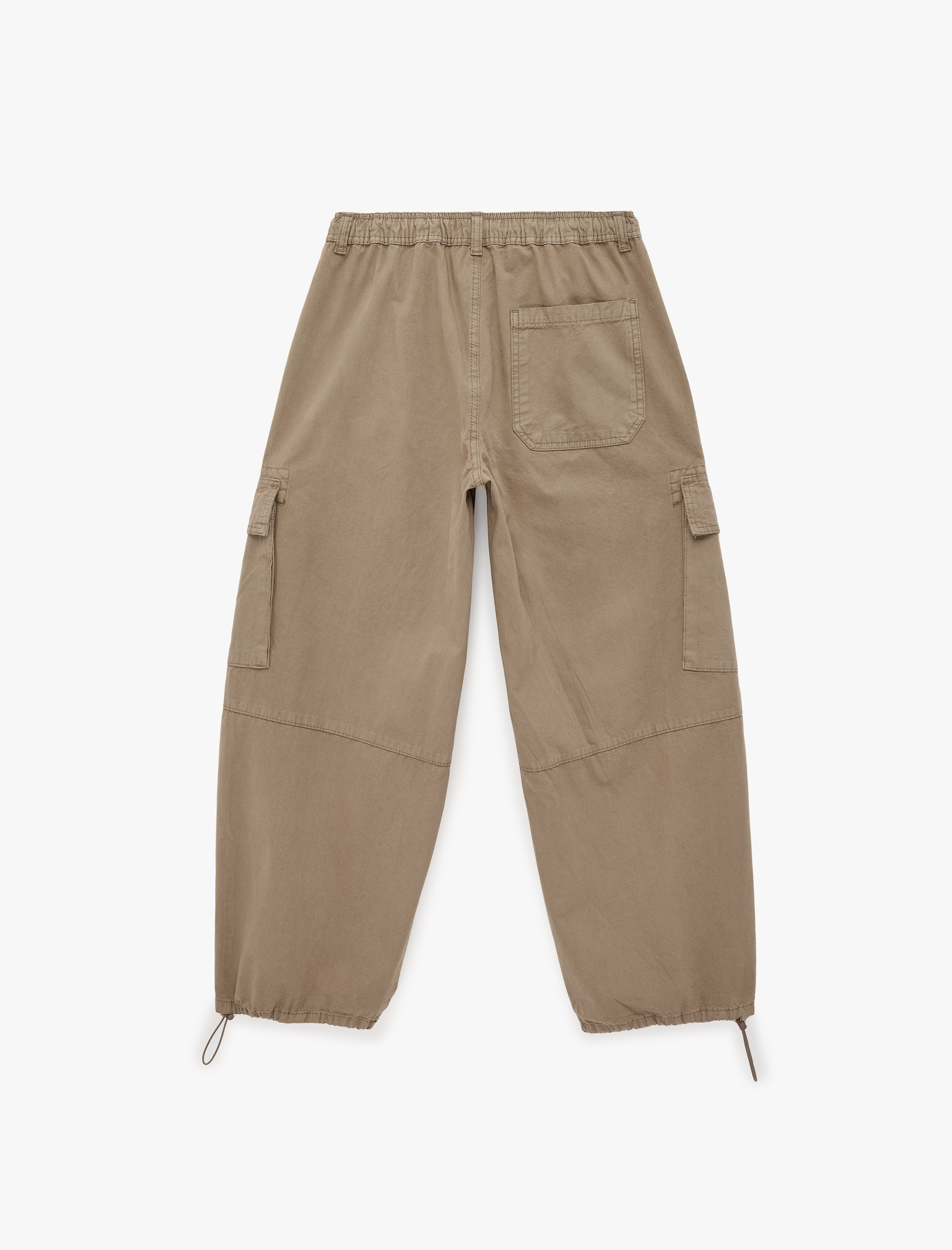   Pamuklu Gabardin Beli Bağcıklı Cep Detaylı Stoperli Kargo Pantolon