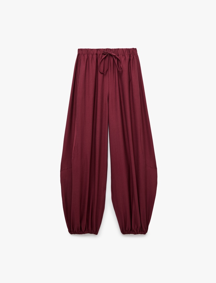  Beli Bağcıklı Cep Detaylı Balon Pantolon