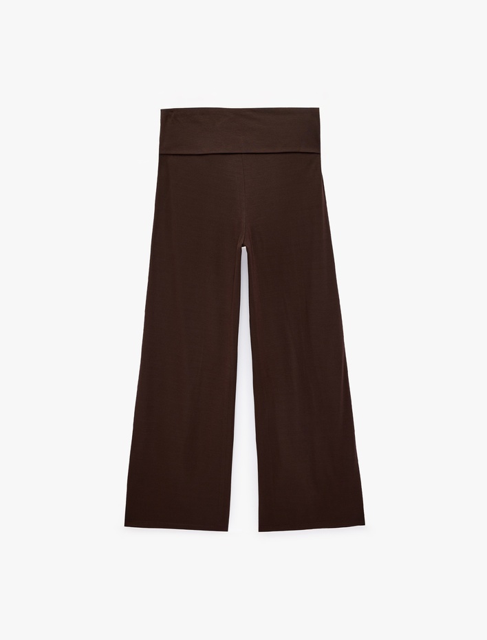  Normal Bel Modal Kumaş Beli Bağlamalı Geniş Paça