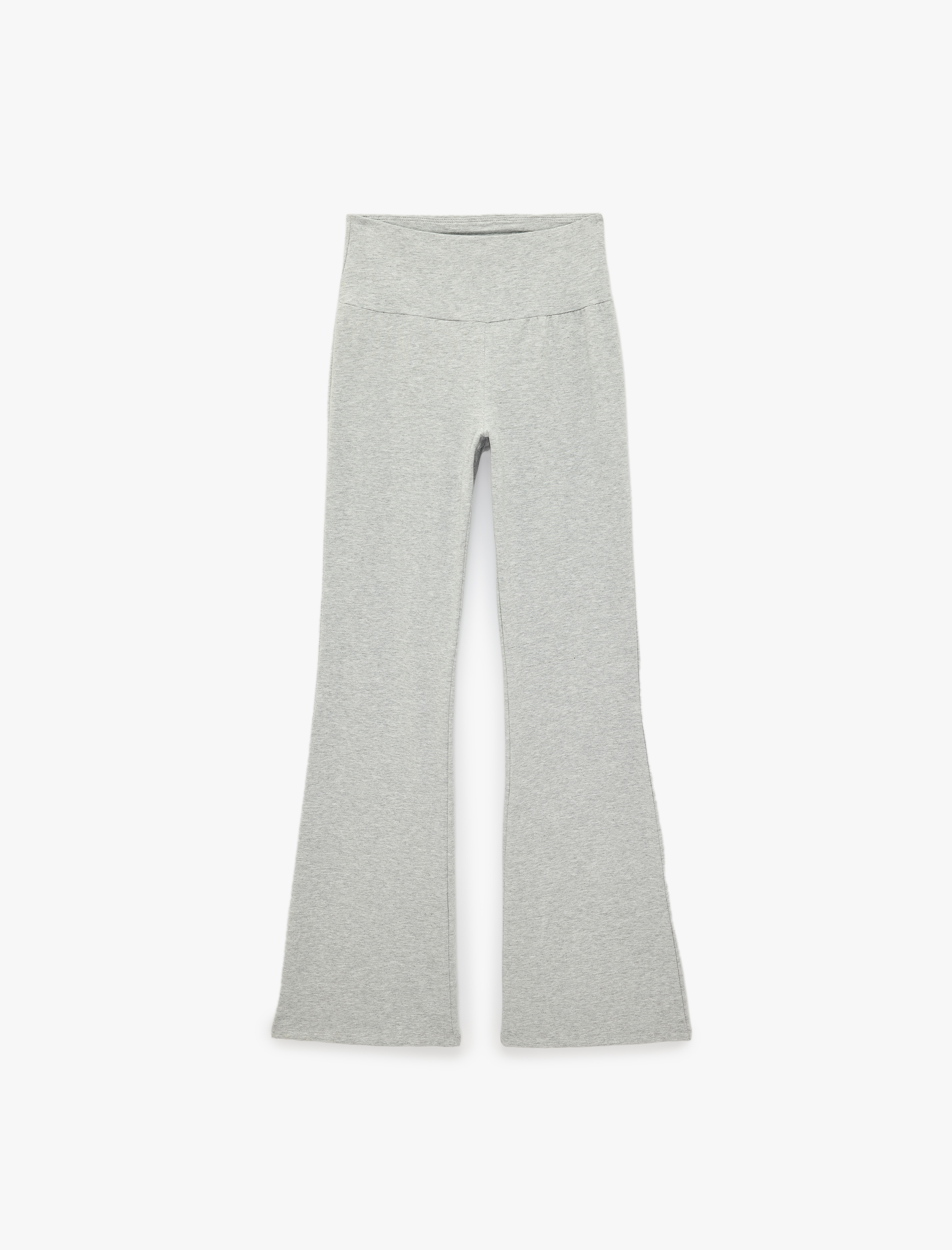   Yüksek Bel Slim Fit Pamuklu İspanyol Paça Spor Tayt