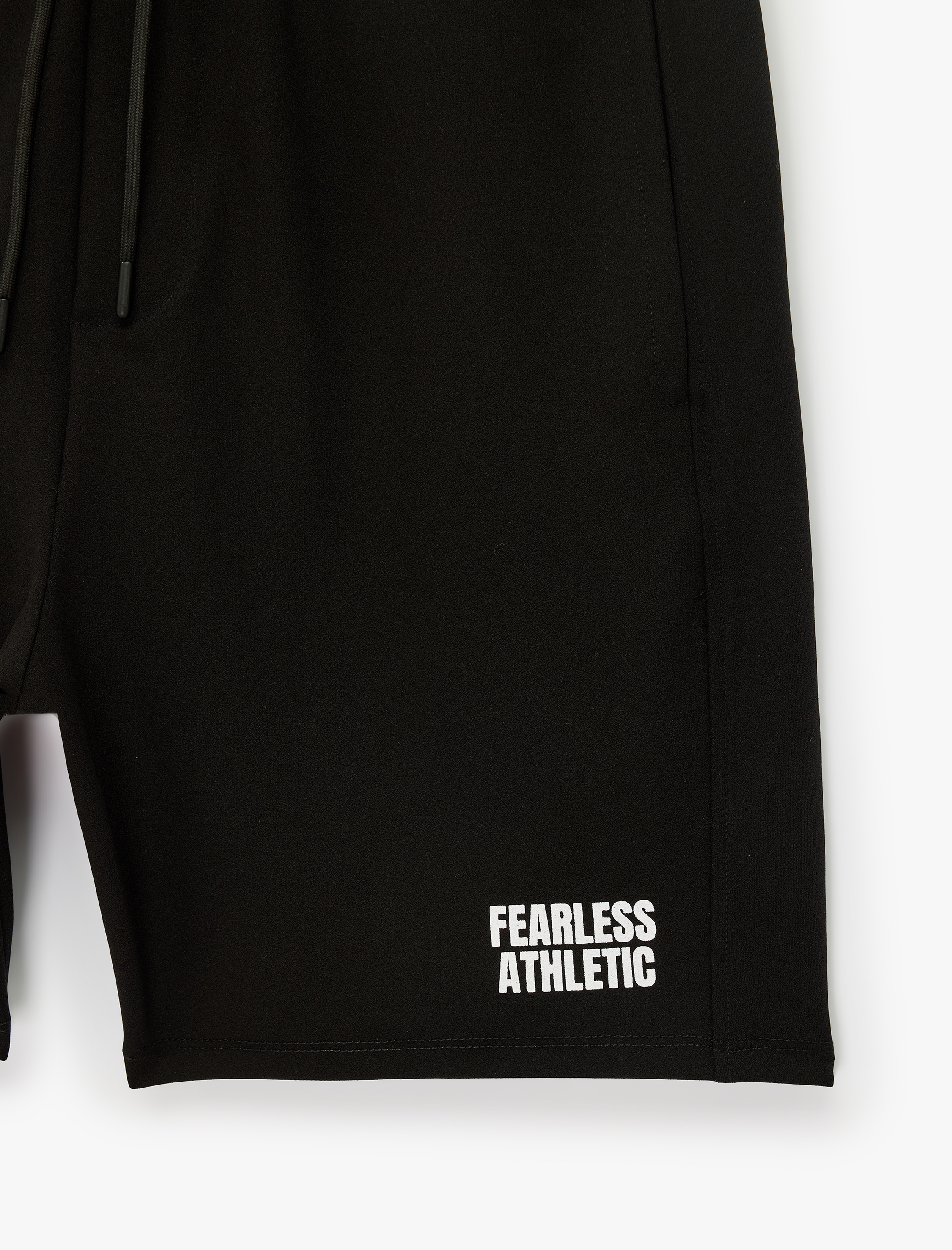   Straight Fit Cepli Krep Scuba Kumaş Baskılı Beli Bağcıklı Spor Şort