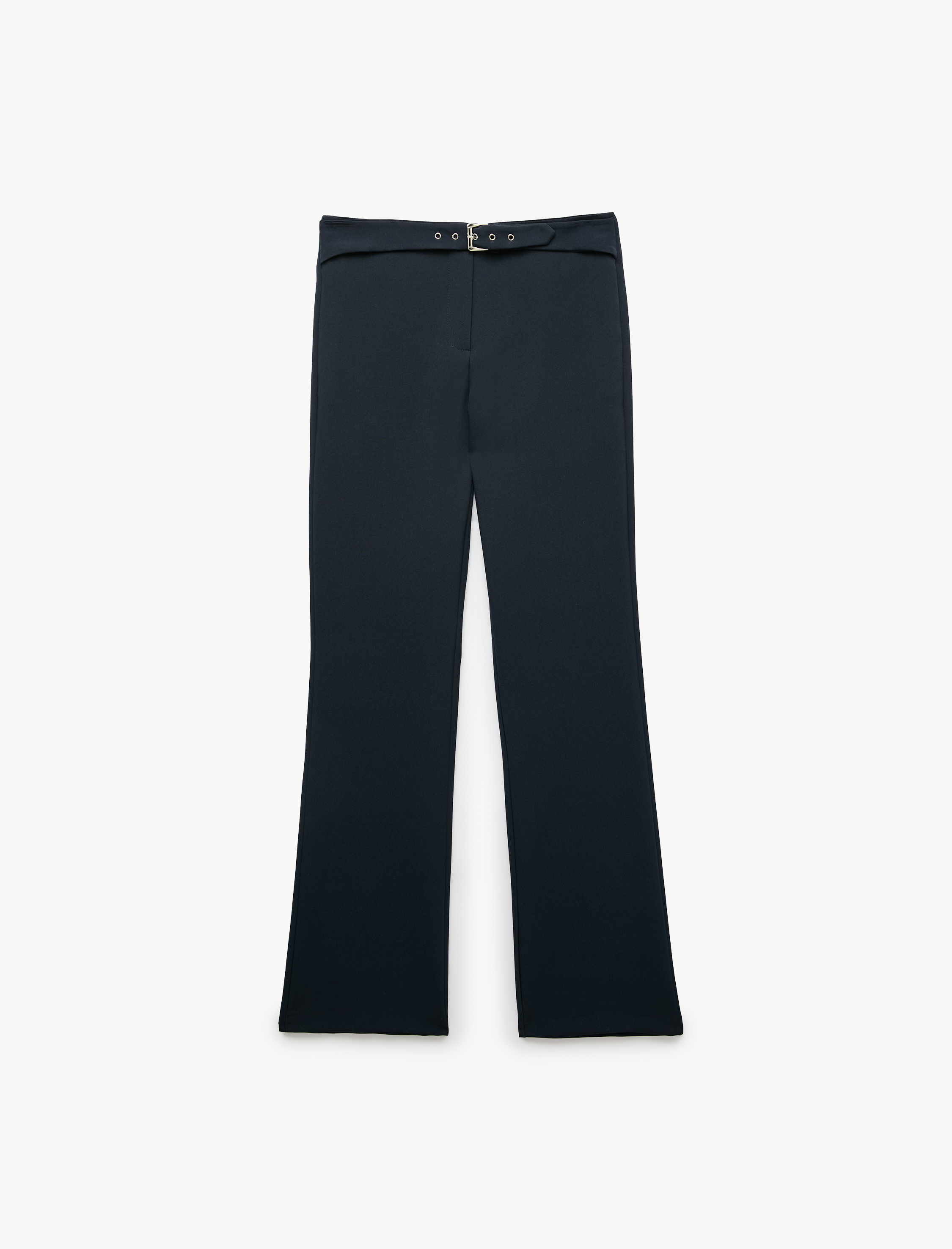   Kemer Detaylı Düşük Bel Slim Fit İspanyol Paça Pantolon