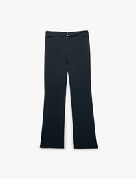 Kemer Detaylı Düşük Bel Slim Fit İspanyol Paça Pantolon