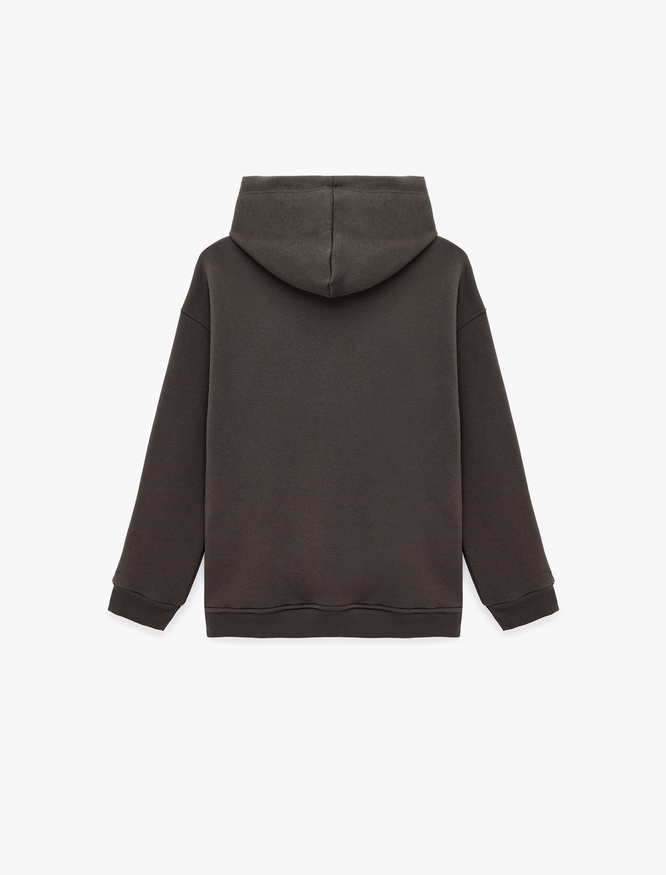   Şardonlu Rahat Kalıp Baskılı Uzun Kollu Kapüşonlu Sweatshirt