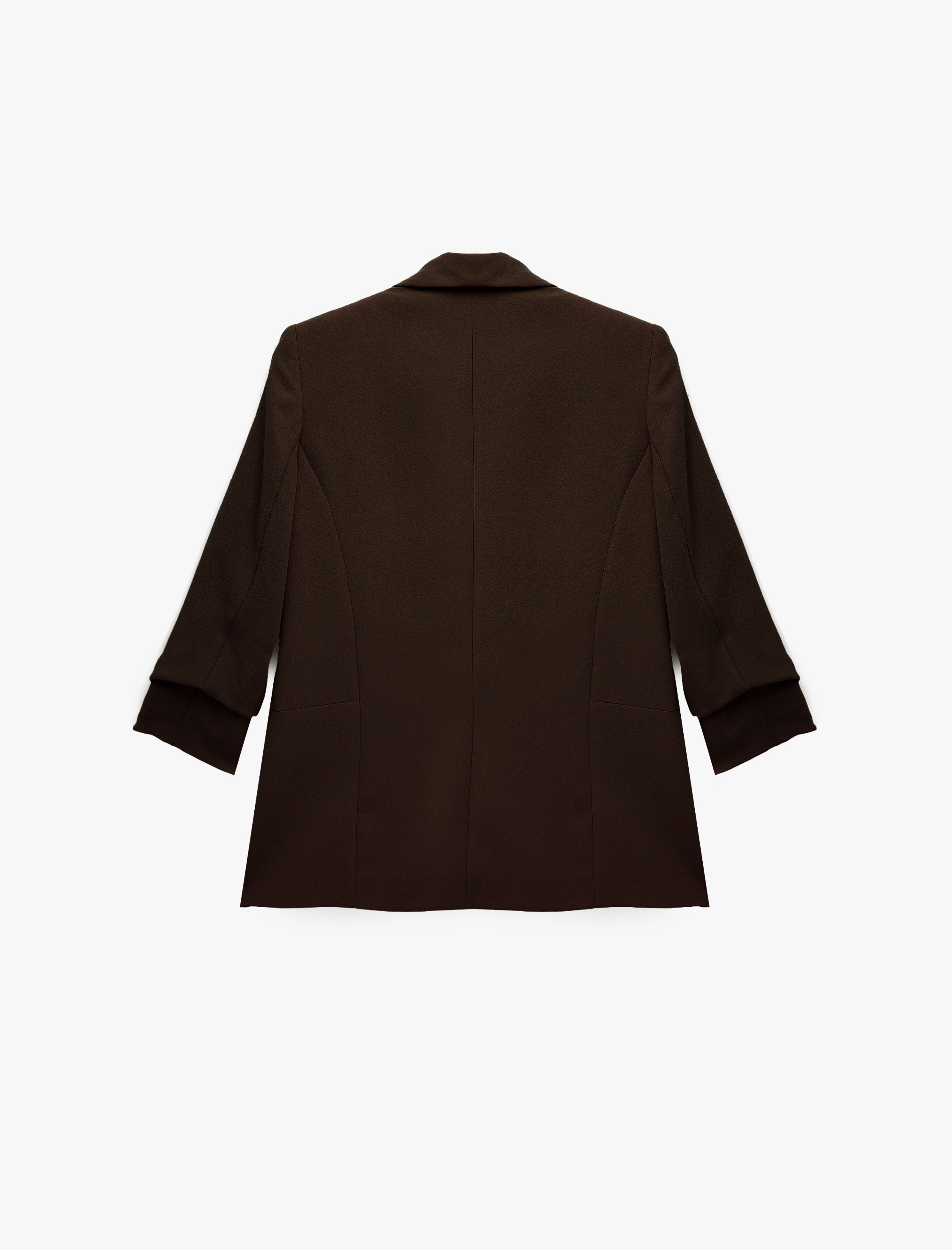   Krep Kumaş Şal Yaka 3/4 Kollu Blazer Ceket