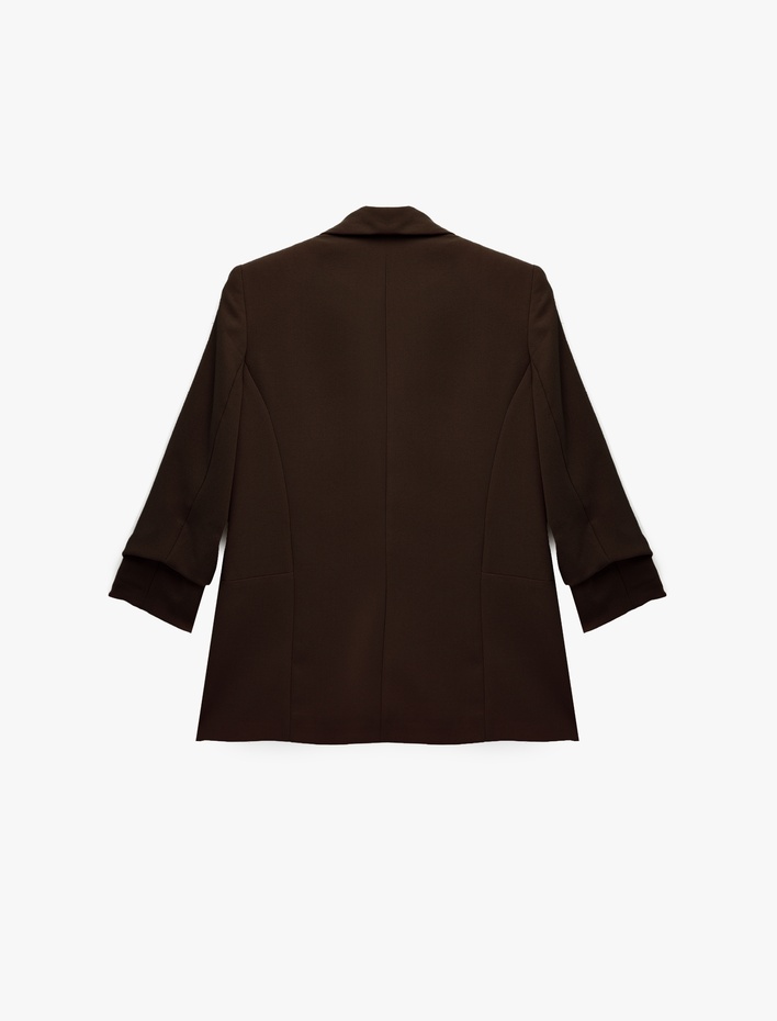  Krep Kumaş Şal Yaka 3/4 Kollu Blazer Ceket