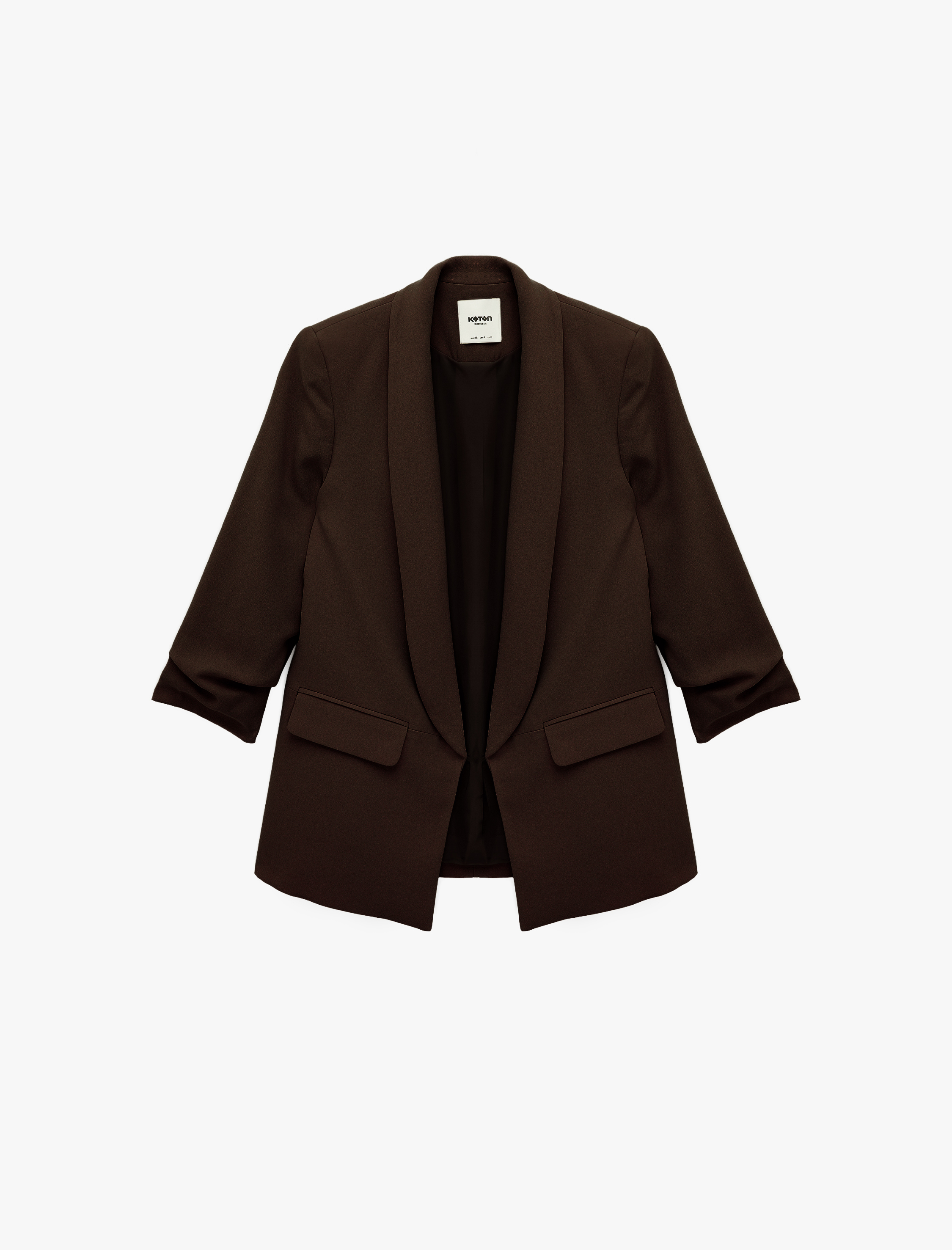   Krep Kumaş Şal Yaka 3/4 Kollu Blazer Ceket