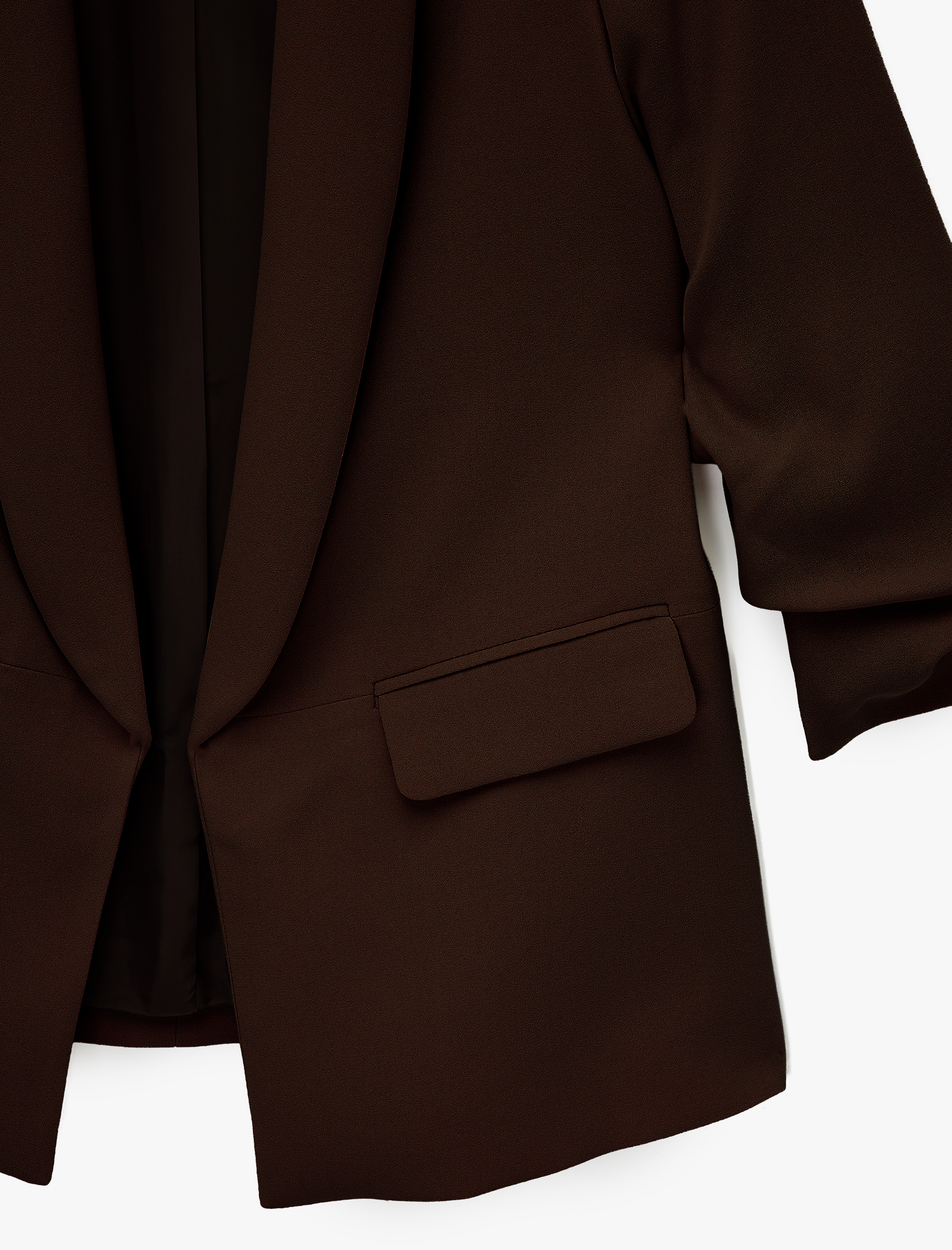   Krep Kumaş Şal Yaka 3/4 Kollu Blazer Ceket