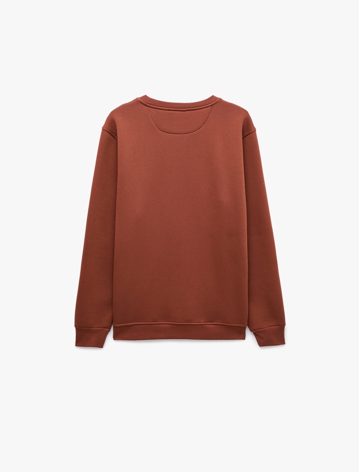  Pamuklu Uzun Kollu Şardonlu Bisiklet Yaka Erkek Basic Sweatshirt