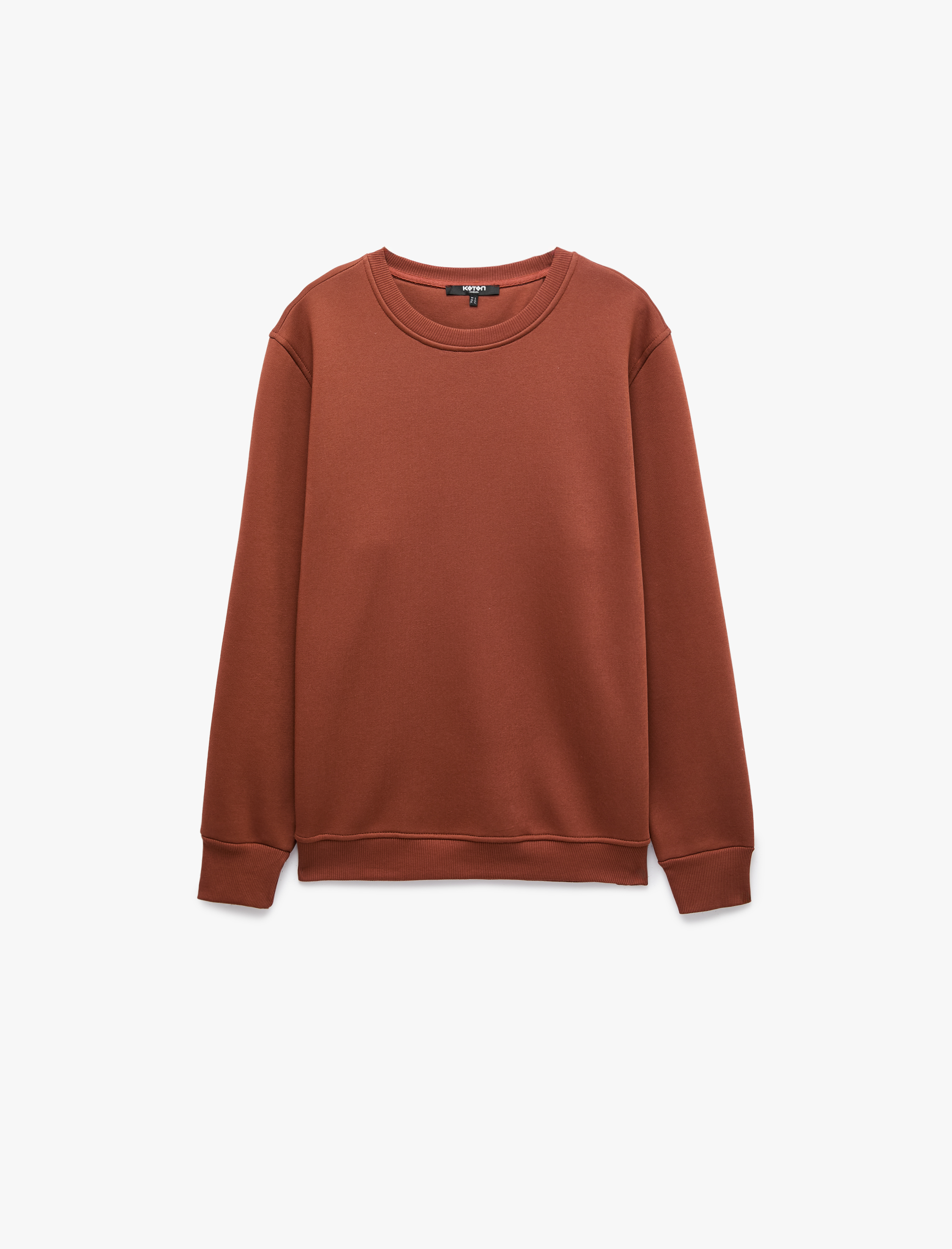   Pamuklu Uzun Kollu Şardonlu Bisiklet Yaka Erkek Basic Sweatshirt