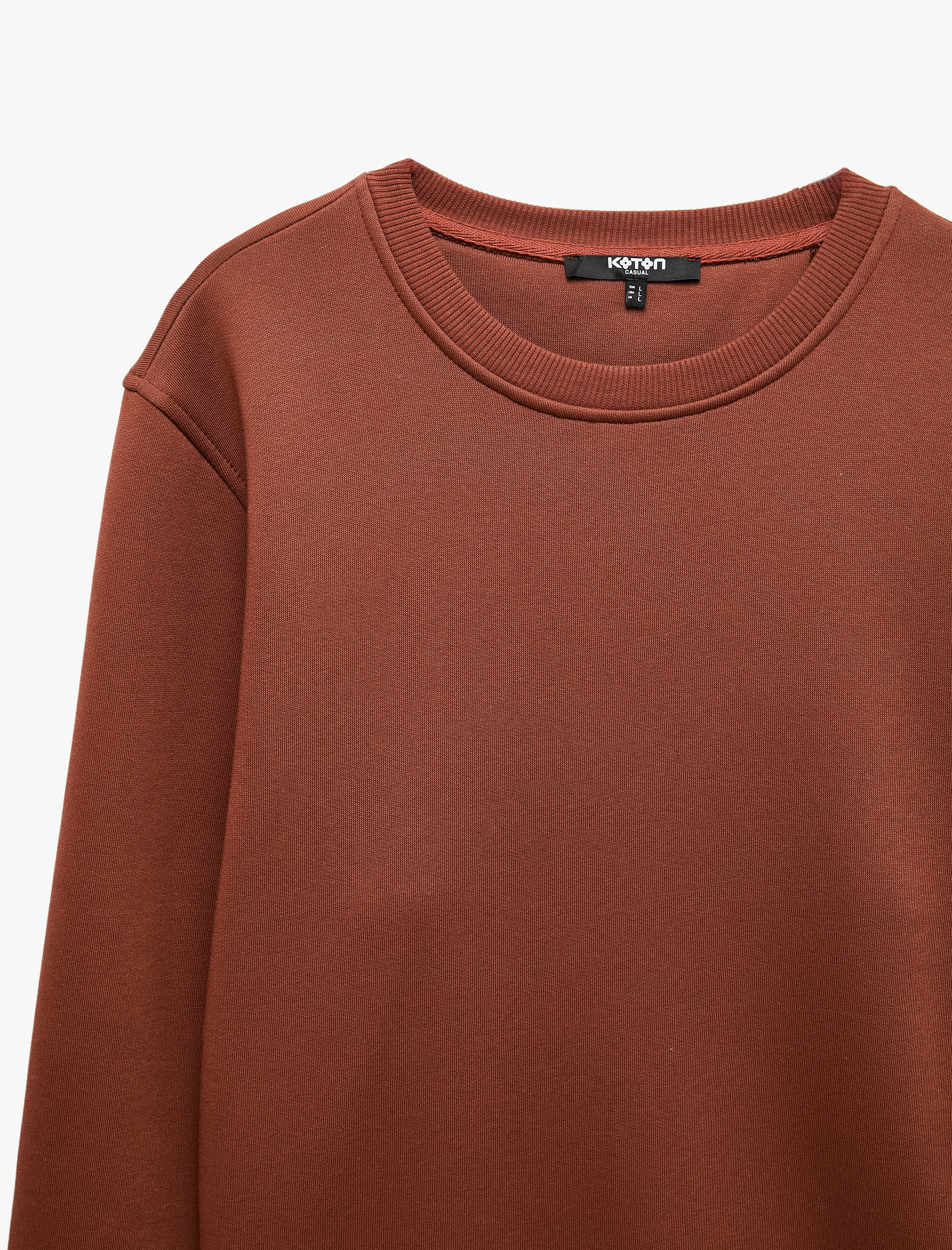   Pamuklu Uzun Kollu Şardonlu Bisiklet Yaka Erkek Basic Sweatshirt