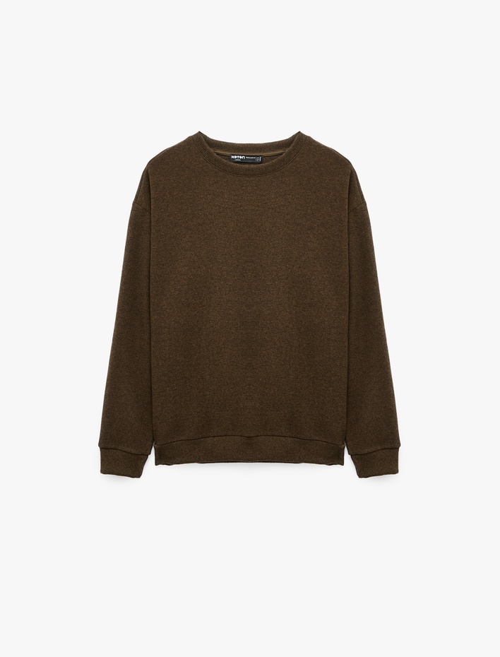  Uzun Kollu Rahat Kalıp Bisiklet Yaka Sweatshirt