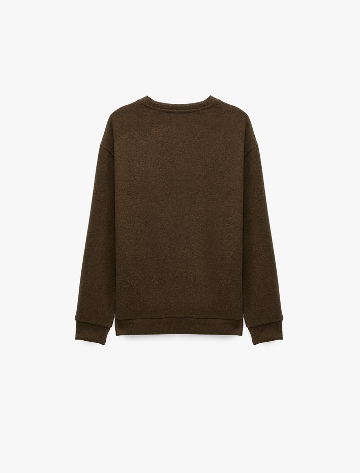  Uzun Kollu Rahat Kalıp Bisiklet Yaka Sweatshirt