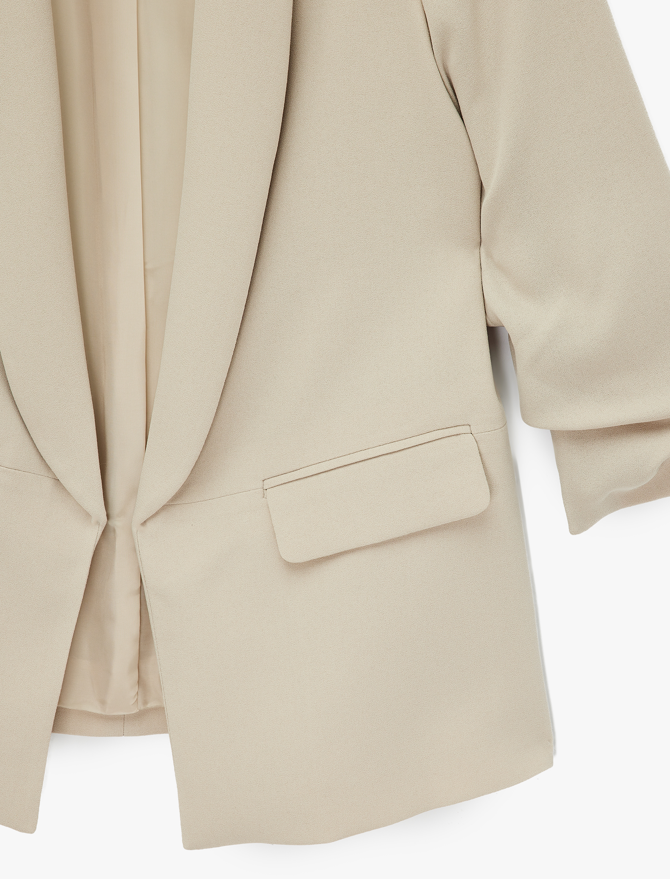   Krep Kumaş Şal Yaka 3/4 Kollu Blazer Ceket