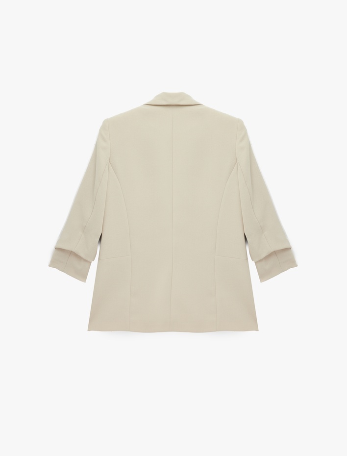  Krep Kumaş Şal Yaka 3/4 Kollu Blazer Ceket