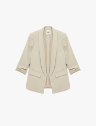 Krep Kumaş Şal Yaka 3/4 Kollu Blazer Ceket