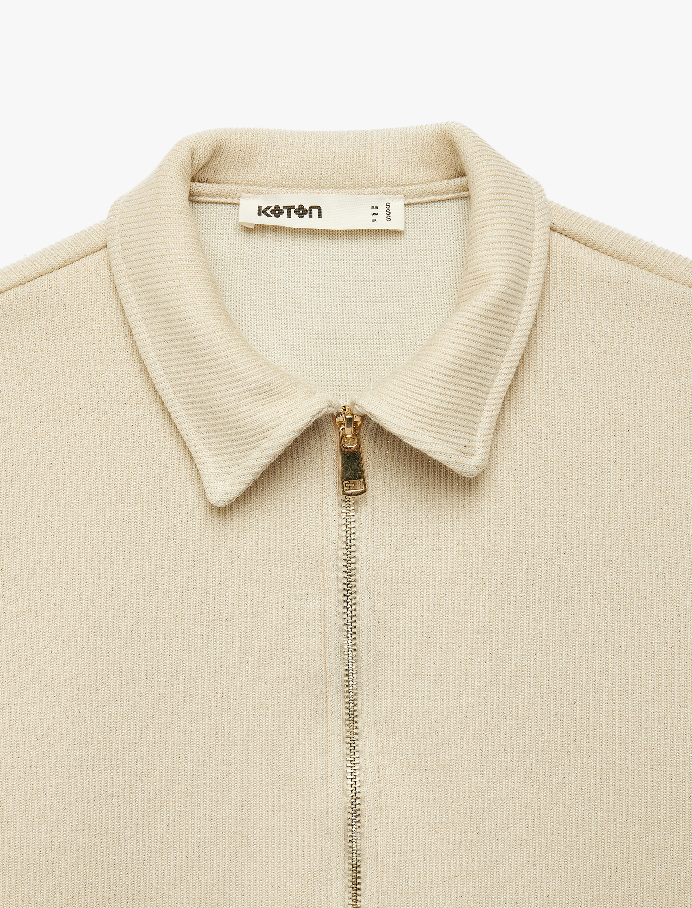   Fermuarlı Slim Fit Uzun Kollu Kaşkorse Polo Yaka Tişört
