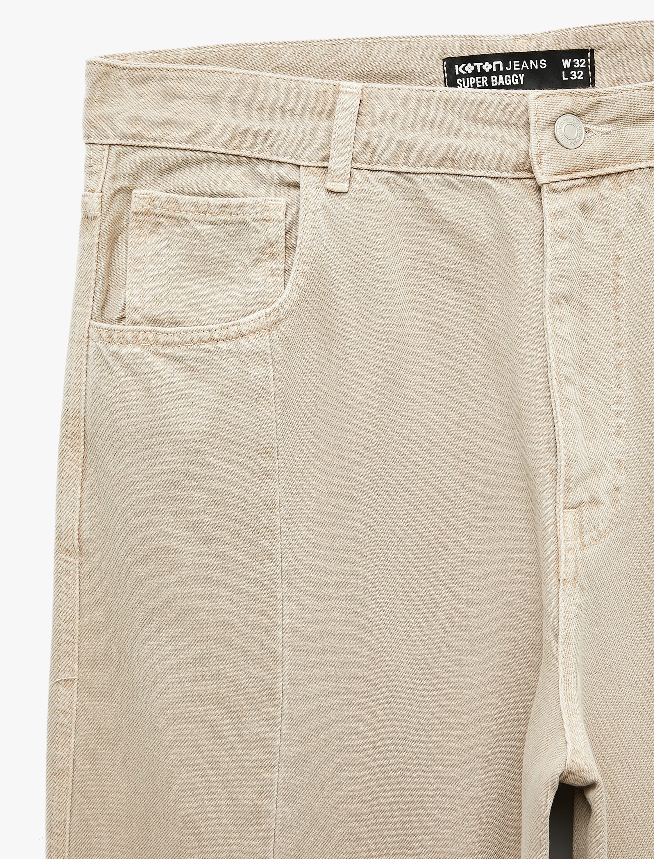   Normal Bel Cepli Rahat Kalıp Pamuklu Super Baggy Jean Pantolon