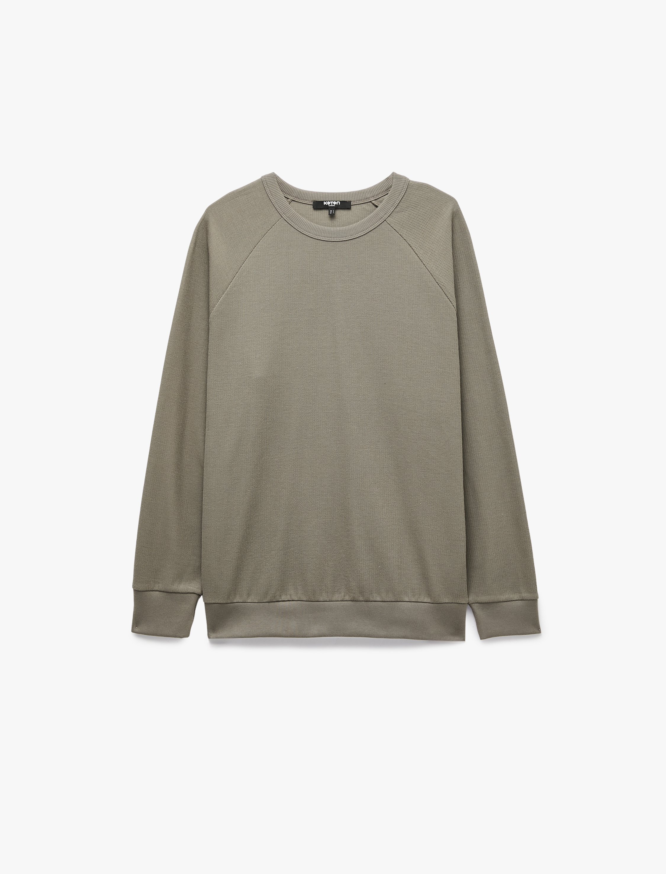   Pamuklu Reglan Kollu Bisiklet Yaka Basic Sweatshirt