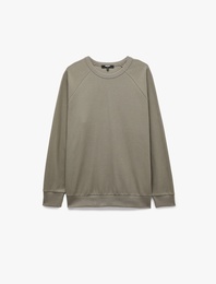 Pamuklu Reglan Kollu Bisiklet Yaka Basic Sweatshirt