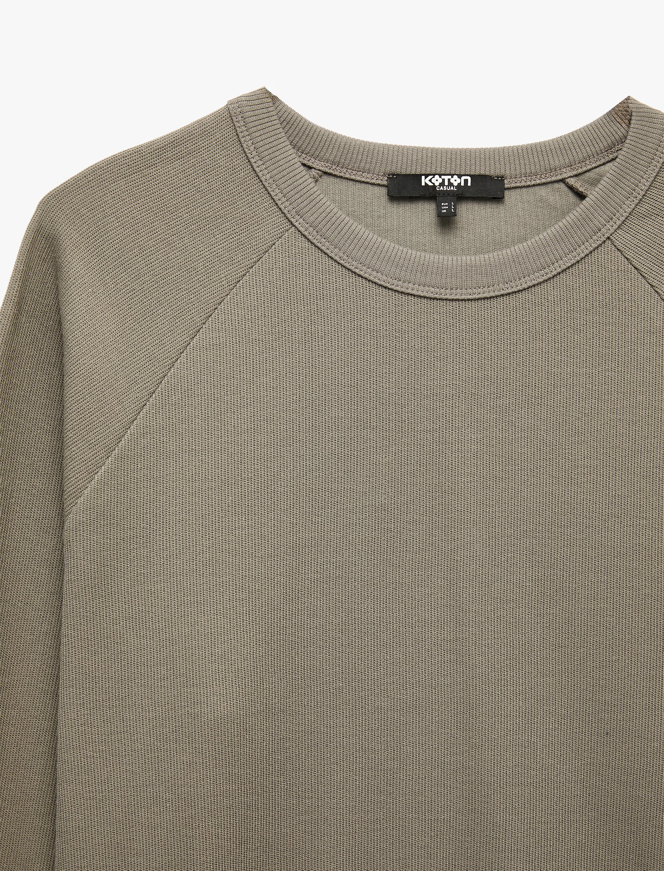   Pamuklu Reglan Kollu Bisiklet Yaka Basic Sweatshirt