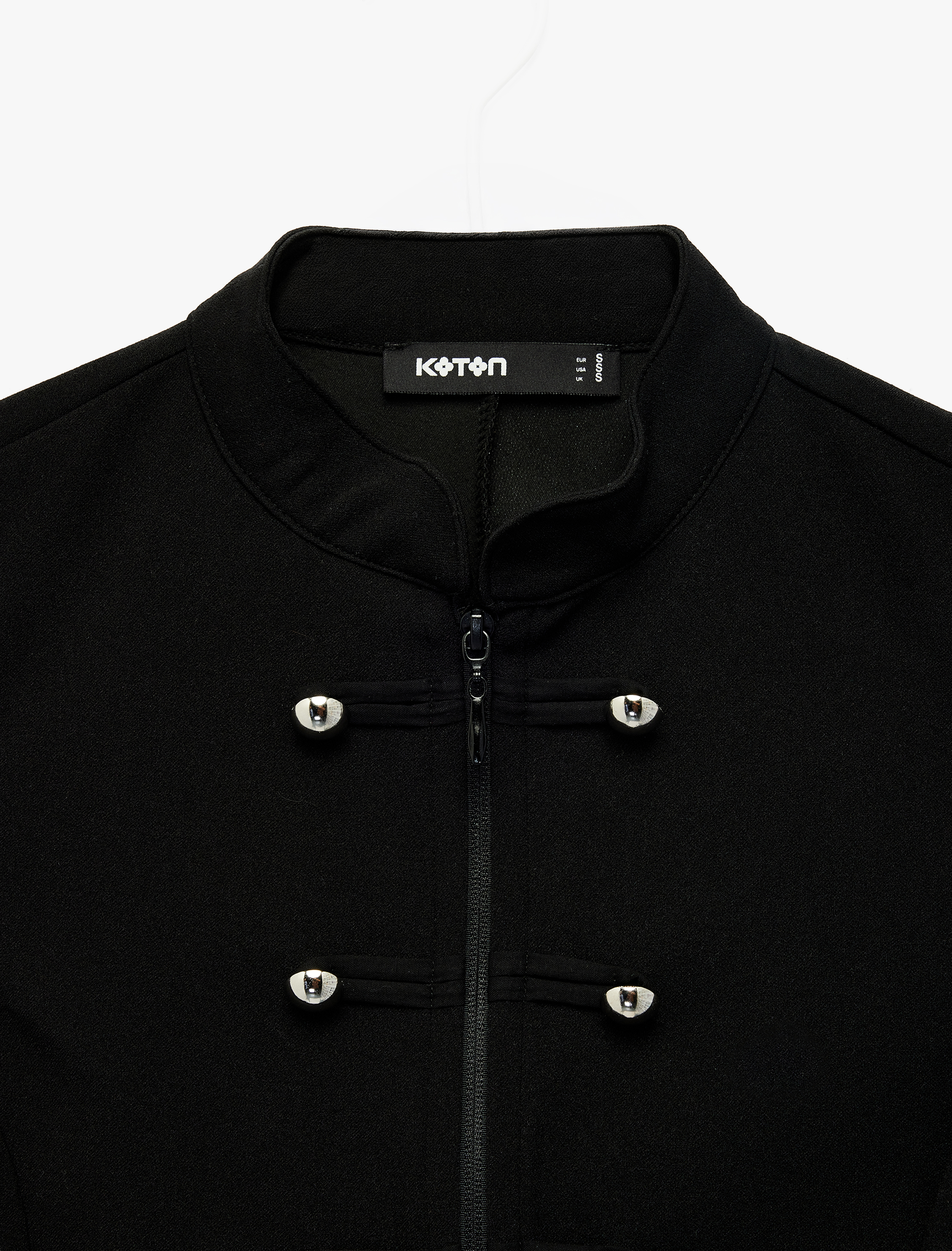 Koton Süslü Düğme Detaylı Slim Fit Dik Yaka Kolsuz Hırka görsel 7