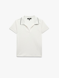 Slim Fit Kısa Kollu Kontrast Biye Detaylı Polo Yaka Spor Tişört