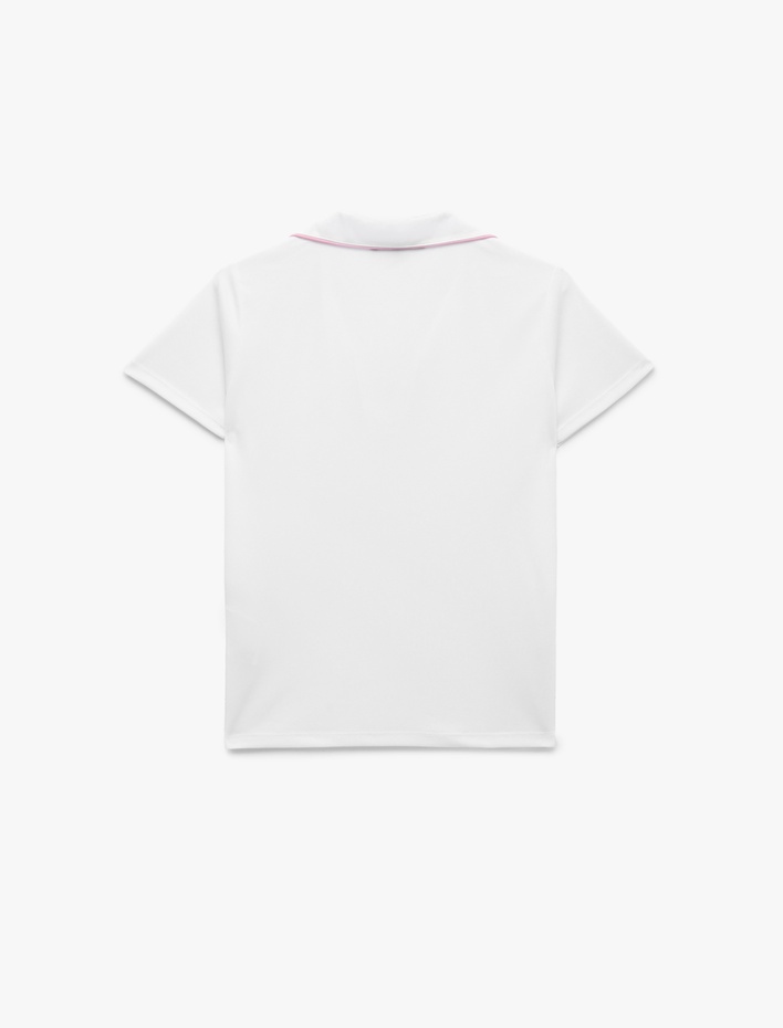  Slim Fit Kısa Kollu Kontrast Biye Detaylı Polo Yaka Spor Tişört