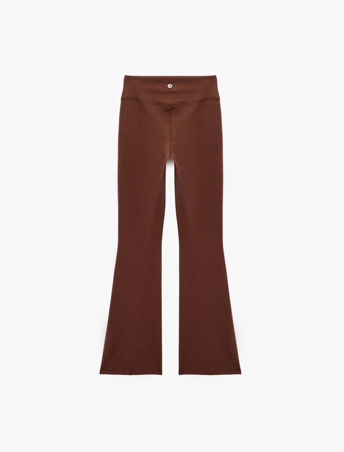  Yüksek Bel Dikiş Detaylı Slim Fit İspanyol Paça Spor Tayt