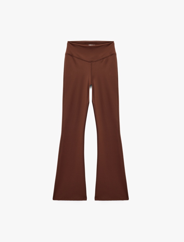  Yüksek Bel Dikiş Detaylı Slim Fit İspanyol Paça Spor Tayt