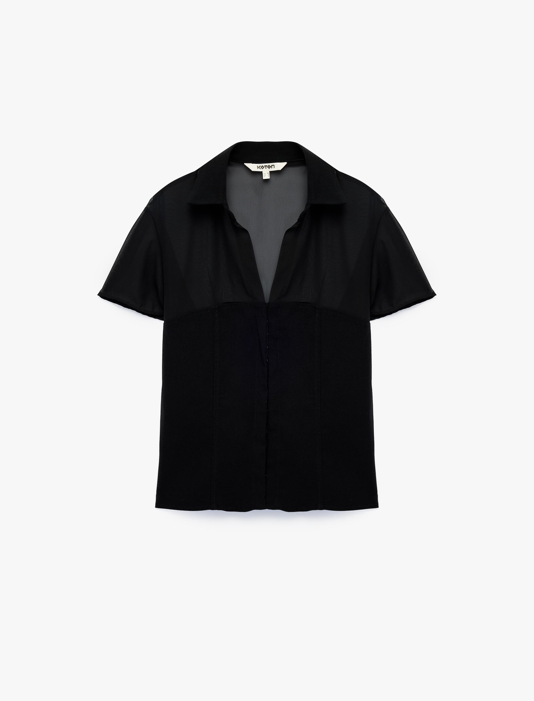   Slim Fit Kısa Kollu Gömlek Yaka Viskon Bluz
