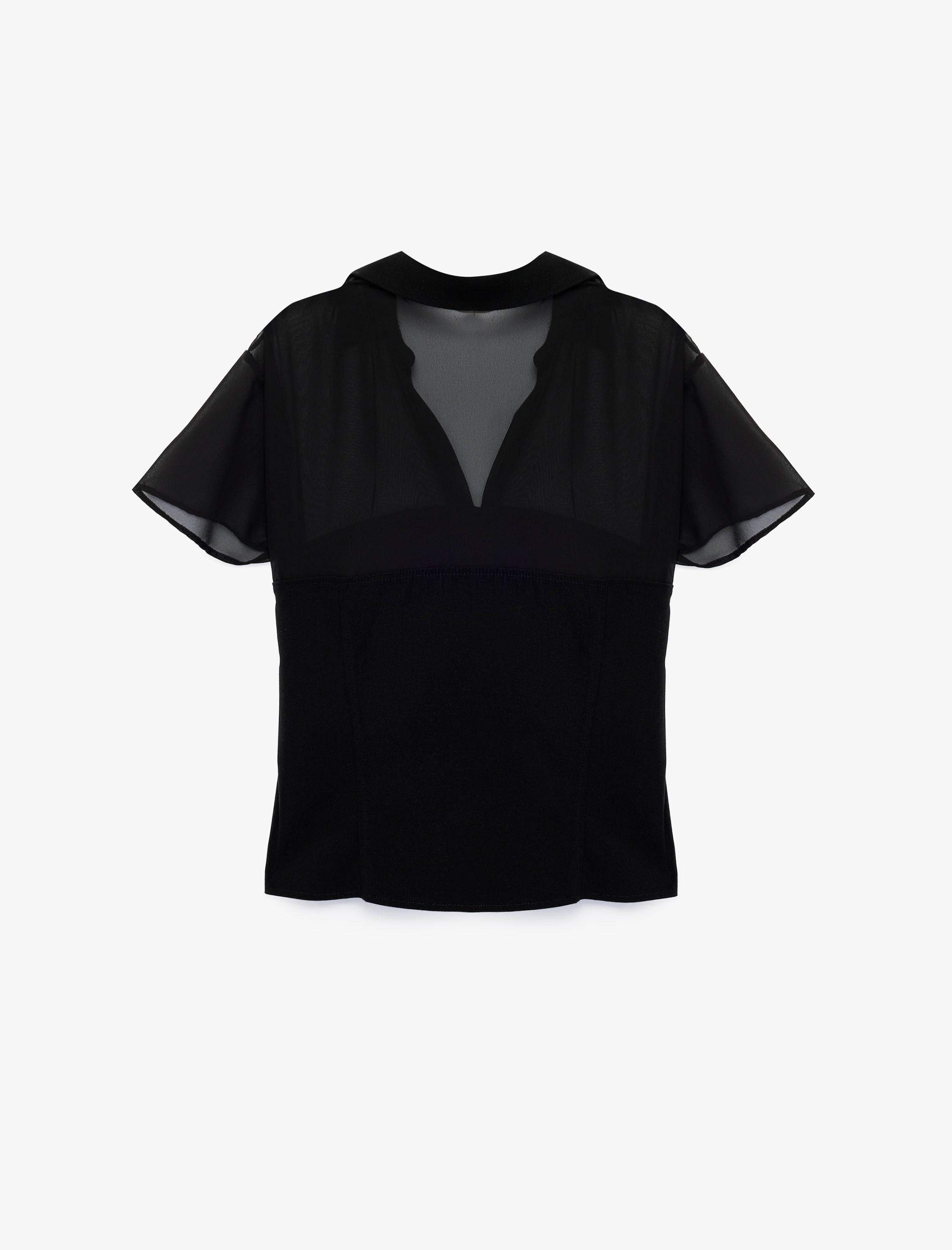   Slim Fit Kısa Kollu Gömlek Yaka Viskon Bluz