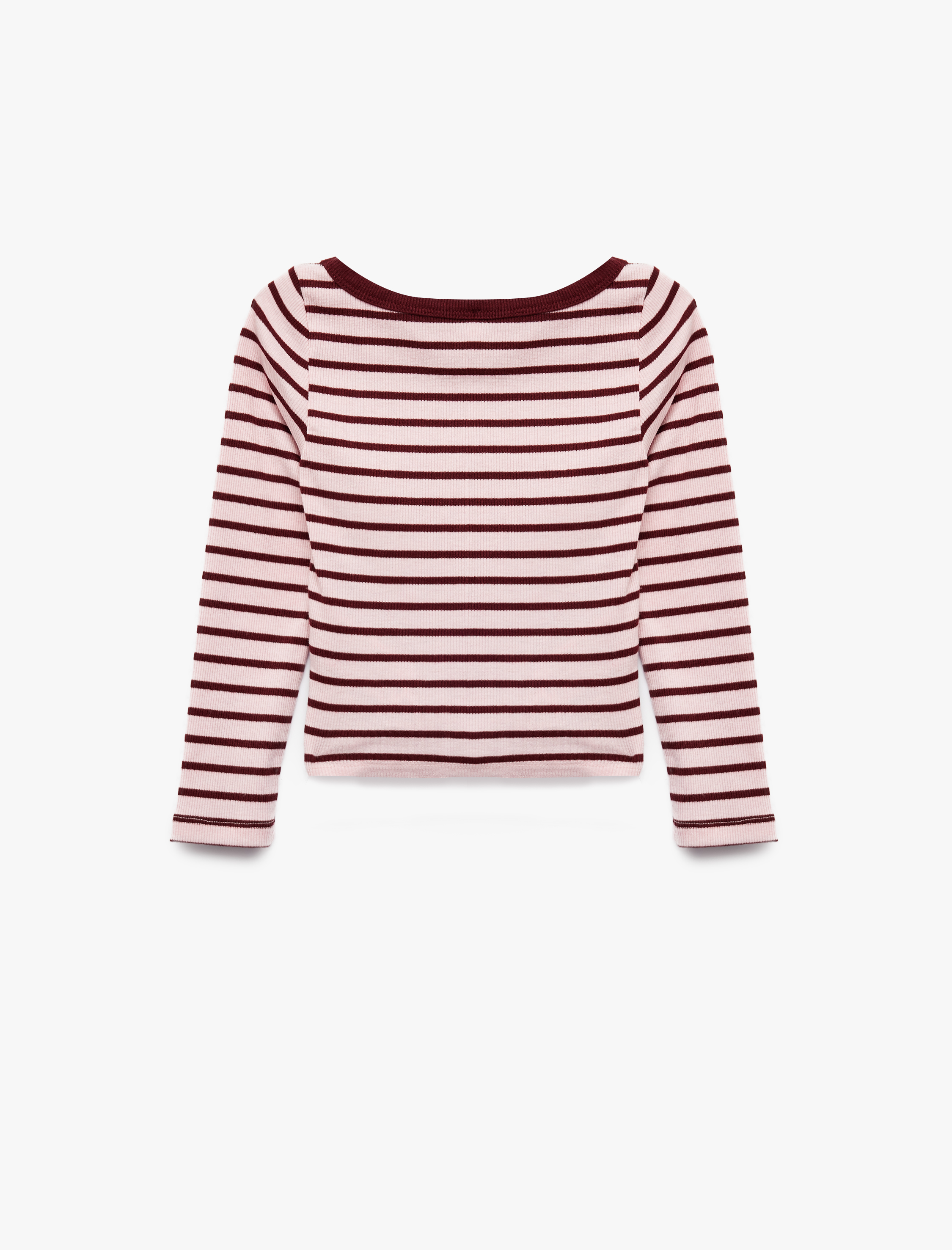  Kız Çocuk Kaşkorse Bisiklet Yaka Slim Fit Uzun Kollu Çizgili Tişört