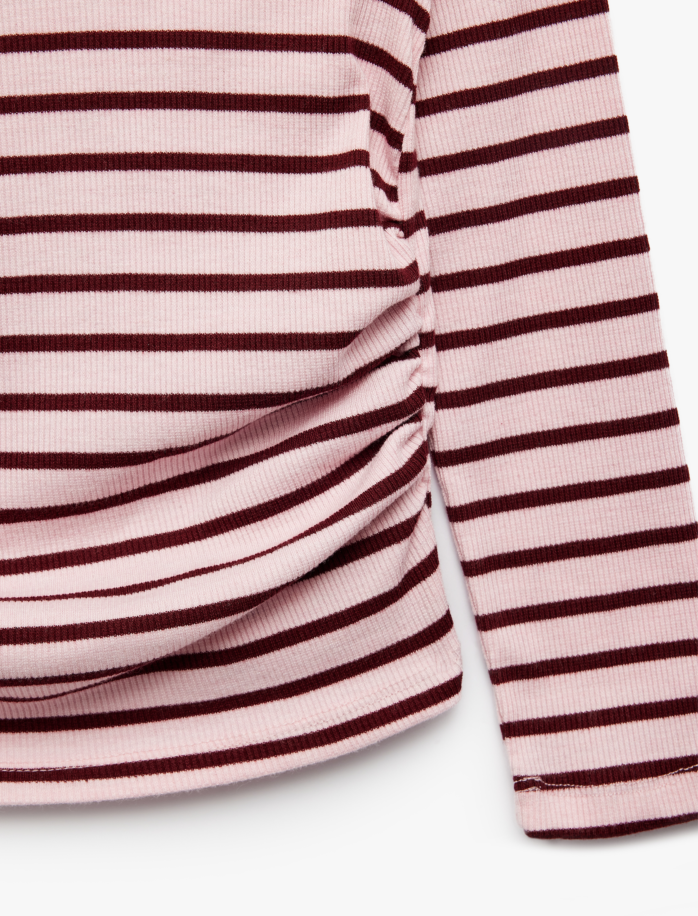  Kız Çocuk Kaşkorse Bisiklet Yaka Slim Fit Uzun Kollu Çizgili Tişört