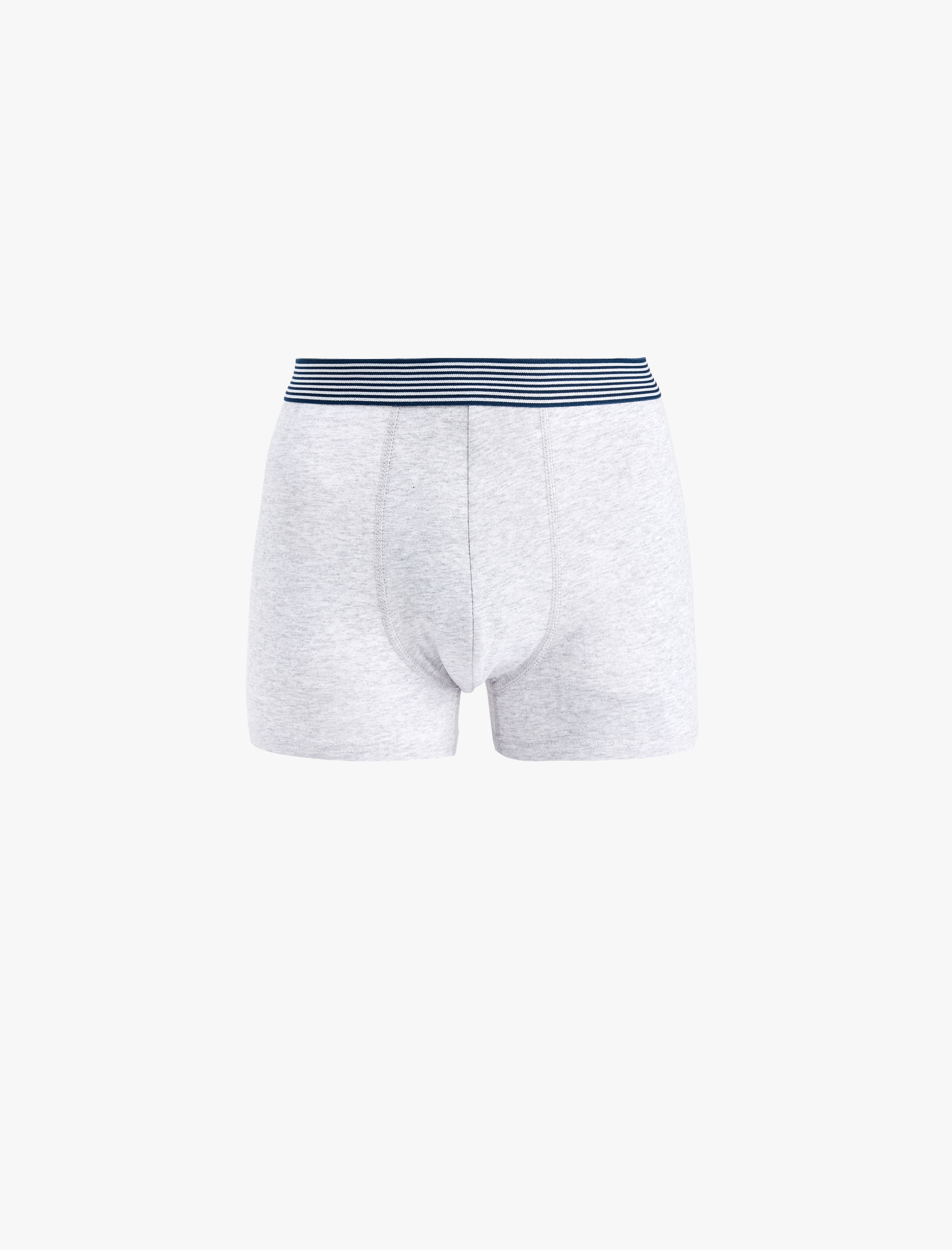   Pamuklu Çizgili Lastik Detaylı 3'lü Boxer Seti