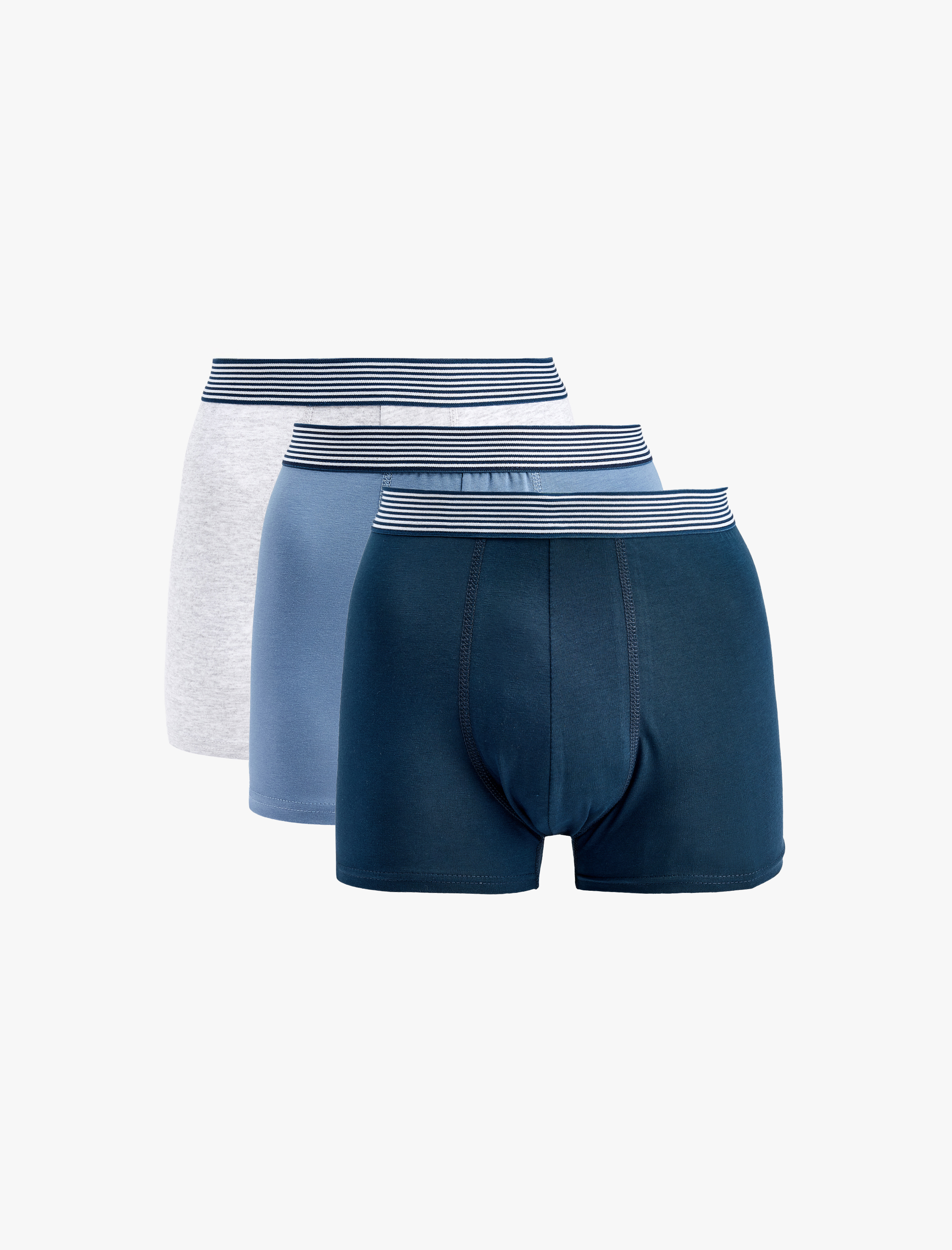  Pamuklu Çizgili Lastik Detaylı 3'lü Boxer Seti