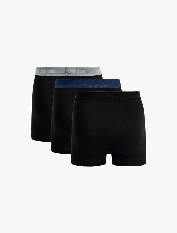  Pamuklu Beli Baskı Detaylı 3’lü Boxer Seti